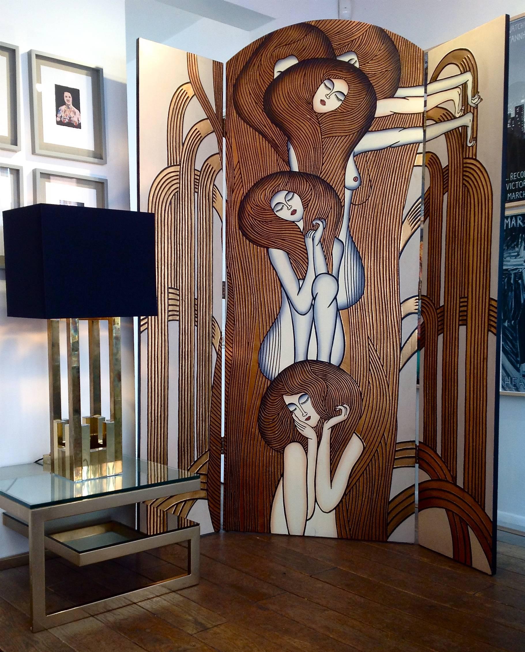 Double Sided Folding Screen by Fournier Decoration, Paris In Good Condition In London, GB