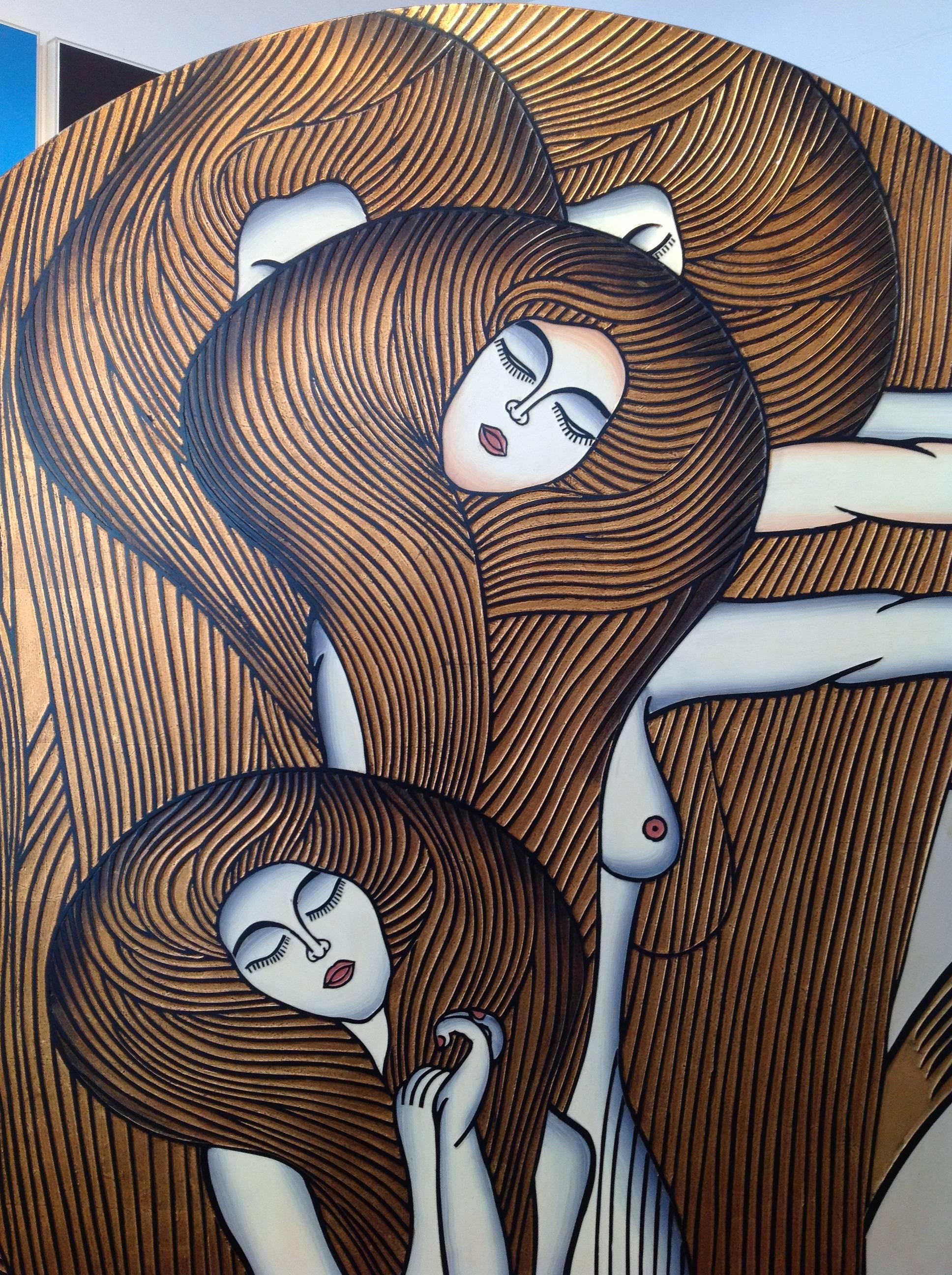 Late 20th Century Double Sided Folding Screen by Fournier Decoration, Paris
