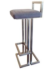 Pair of Brushed Steel Bar Stools