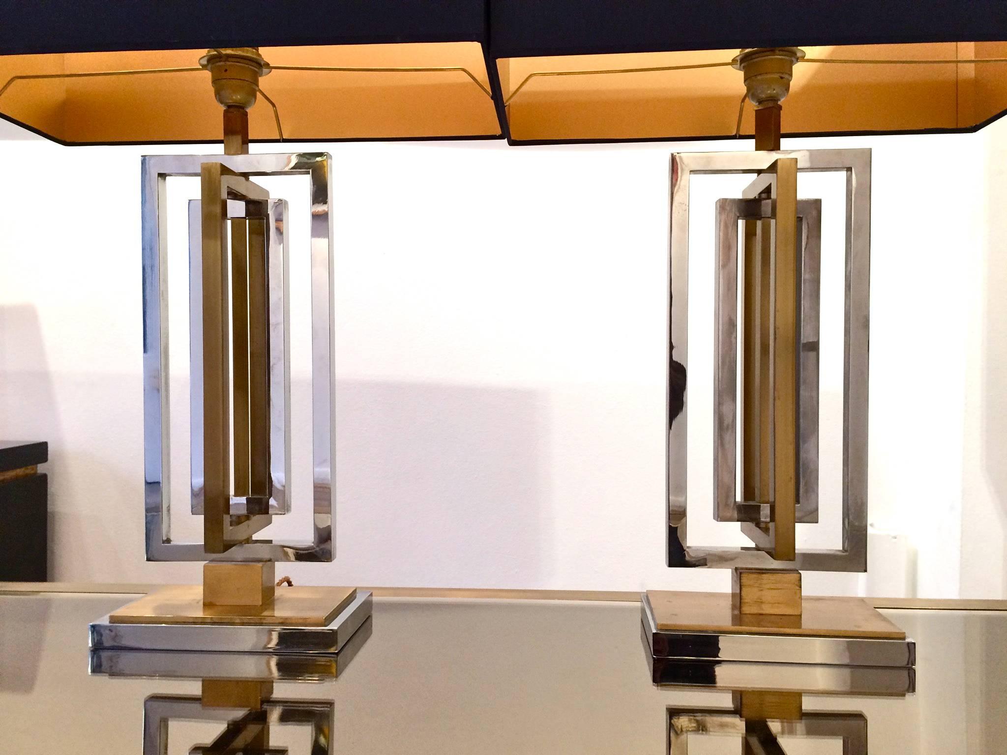 Pair of Willy Rizzo Revolving Lamps In Good Condition In London, GB