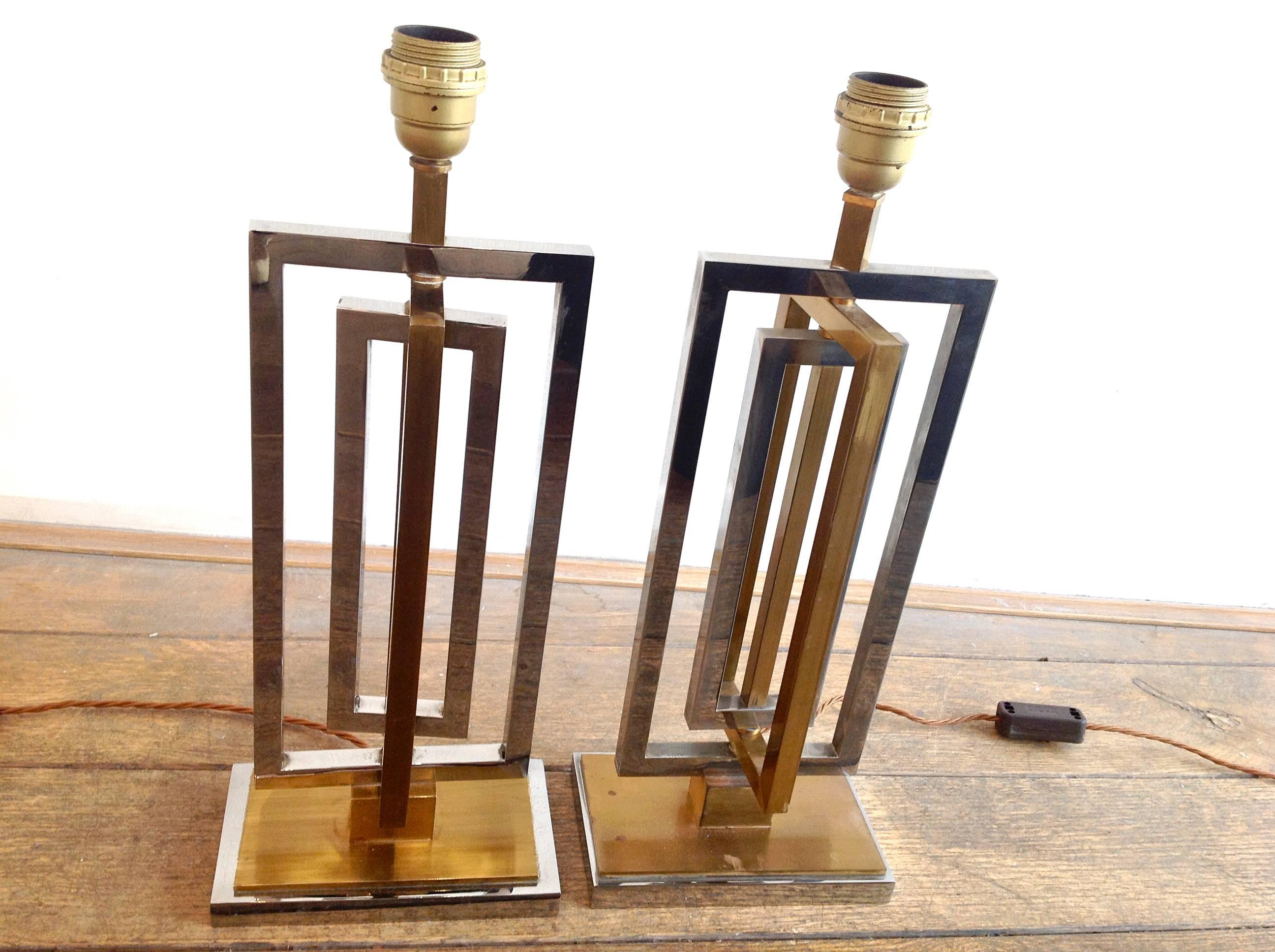 Pair of Willy Rizzo Revolving Lamps 1
