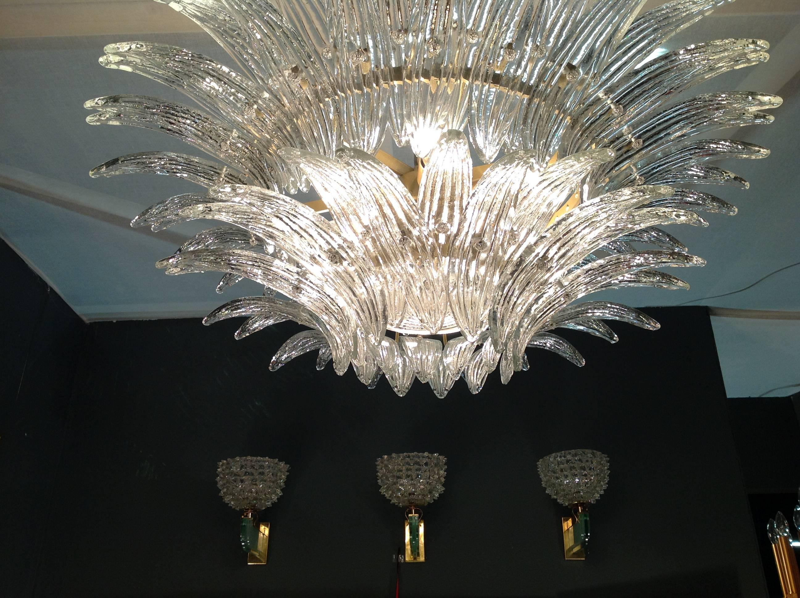 Beautiful Pair of Large Barovier and Tosa Palmette Chandeliers 1