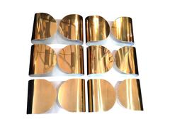 Set of Six Original Brass Tobia Scarpa "Foglio" Wall Sconces