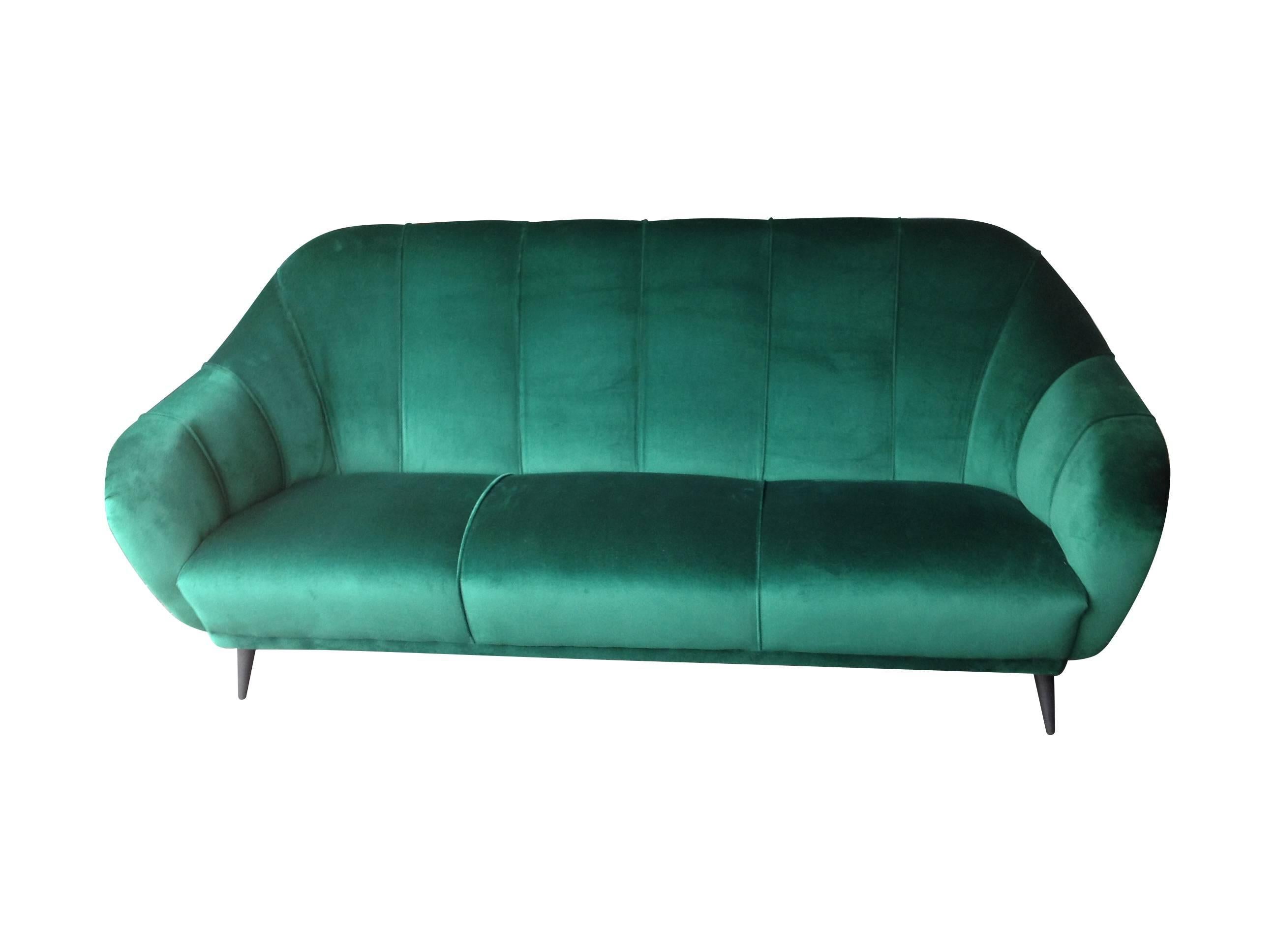Italian Emerald Green Velvet Sofa 1