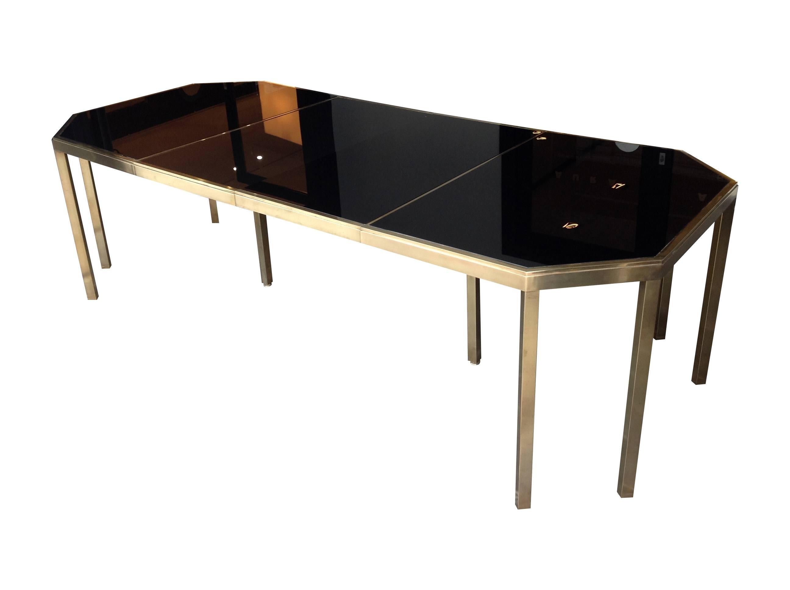 Late 20th Century Guy Lefevre Brass Extendable Dining Table for Maison Jansen