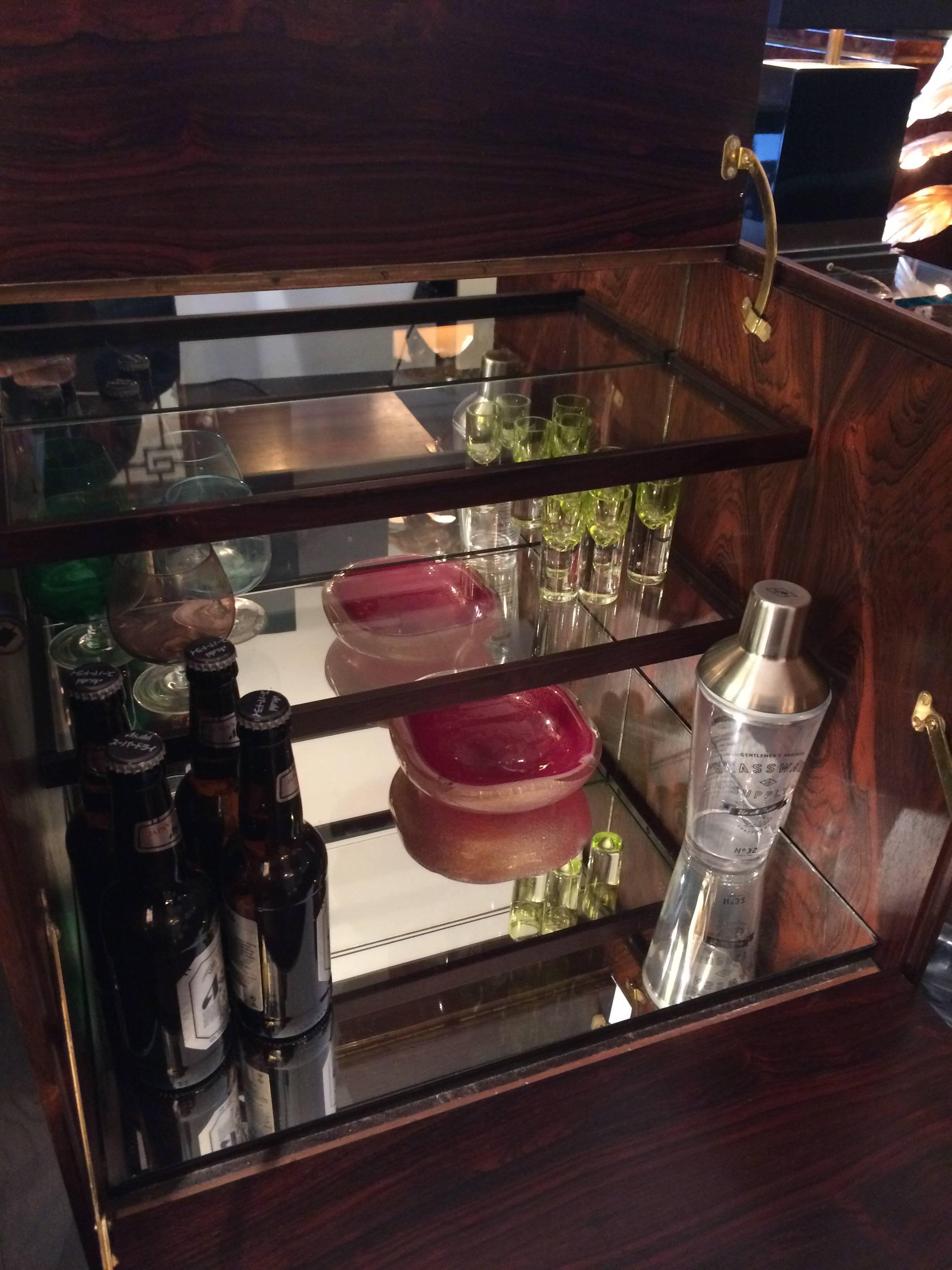 Brass Brazilian Rosewood Drinks Cabinet