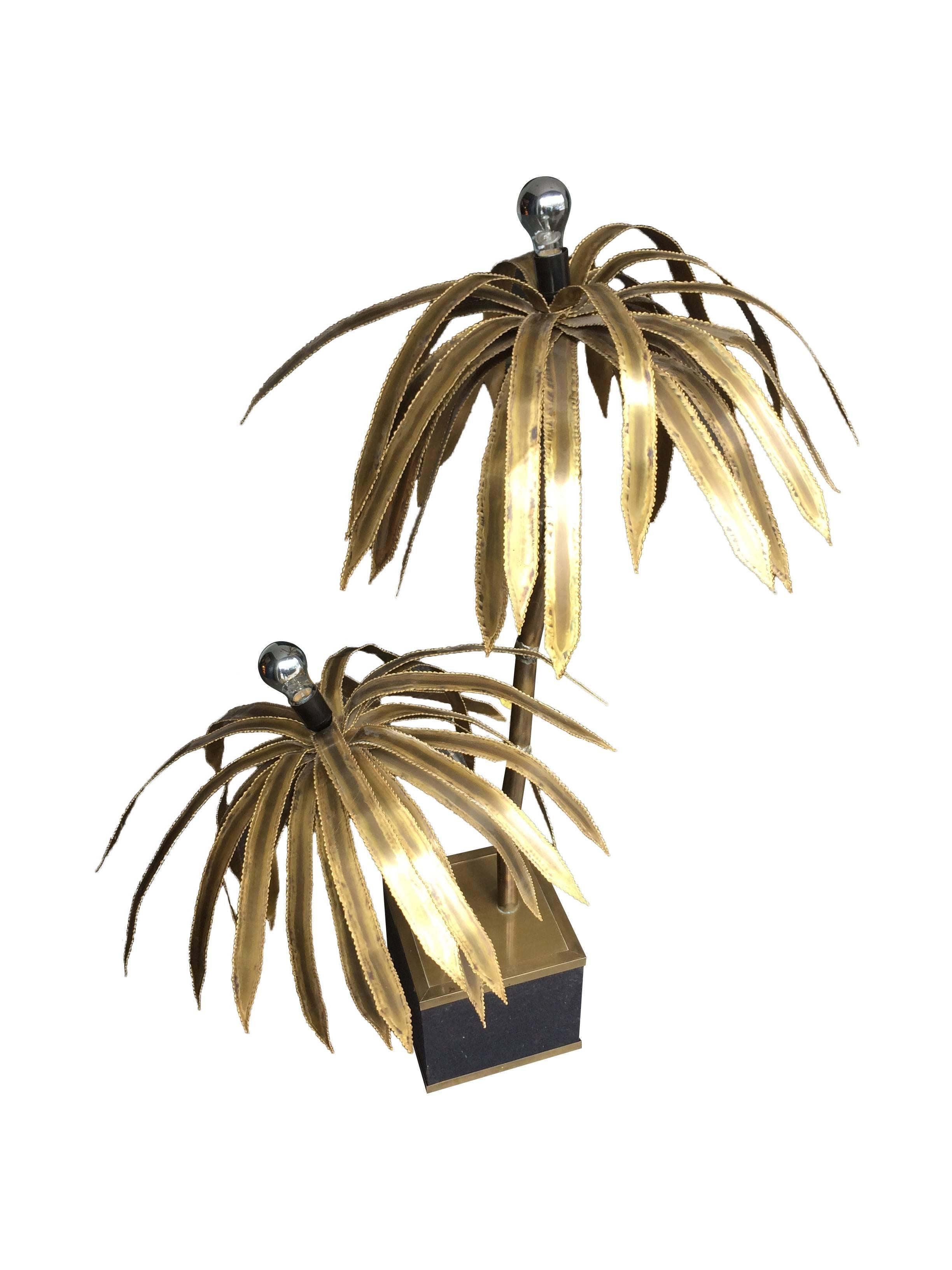 Mid-20th Century Maison Jansen Double Palm Tree Floor Lamp