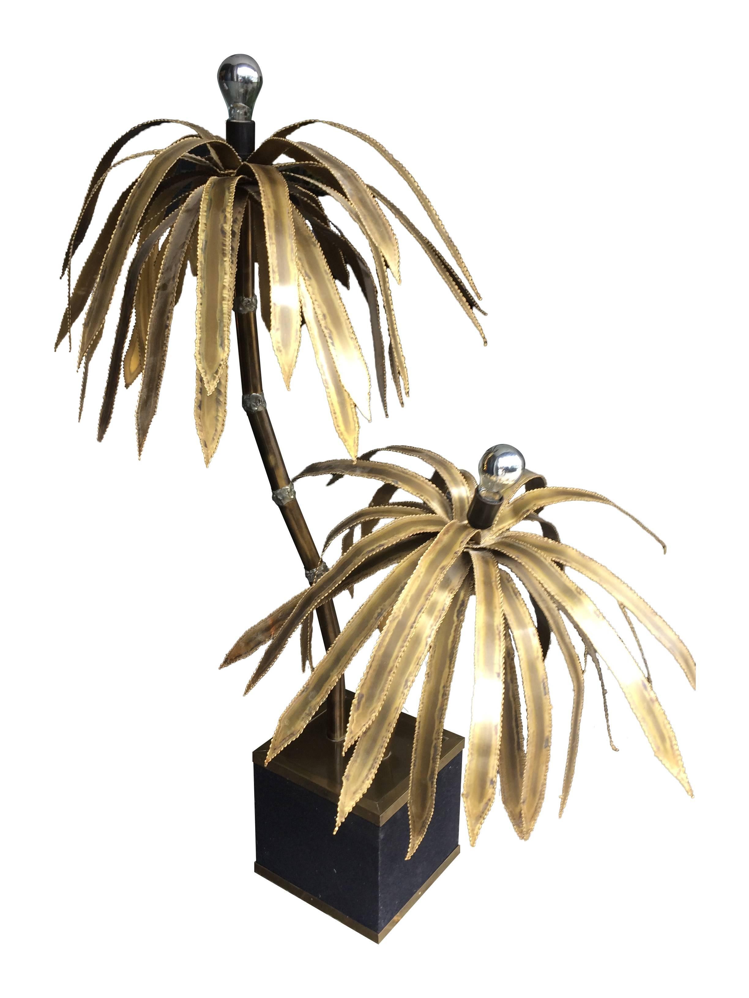 Mid-Century Modern Maison Jansen Double Palm Tree Floor Lamp