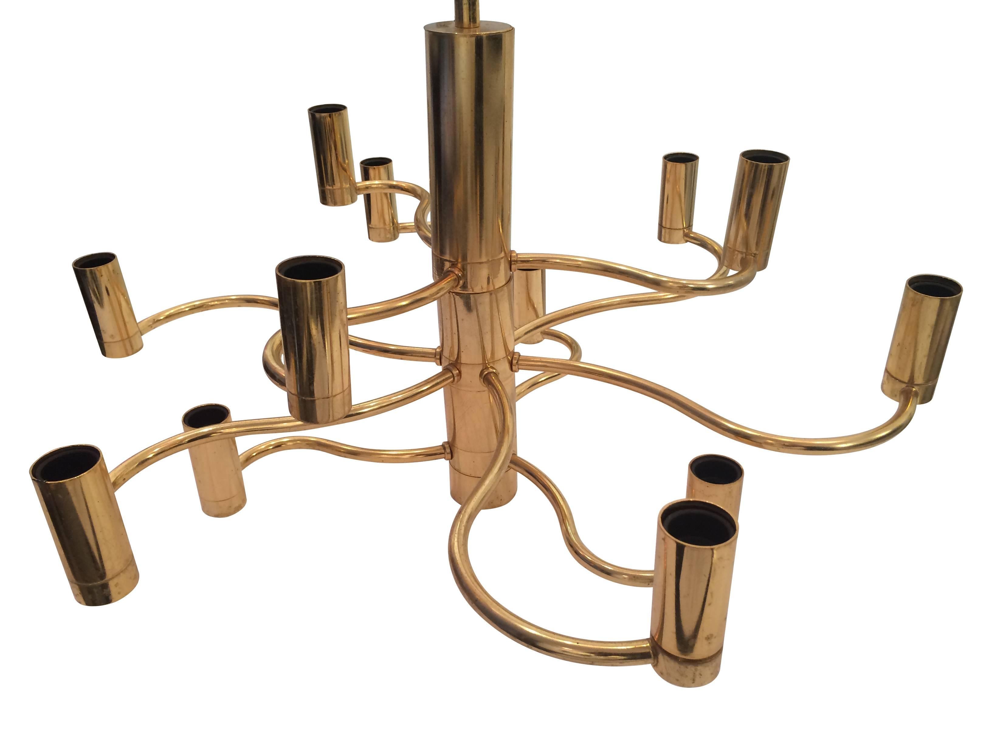 Sciolari Brass Chandelier In Good Condition In London, GB