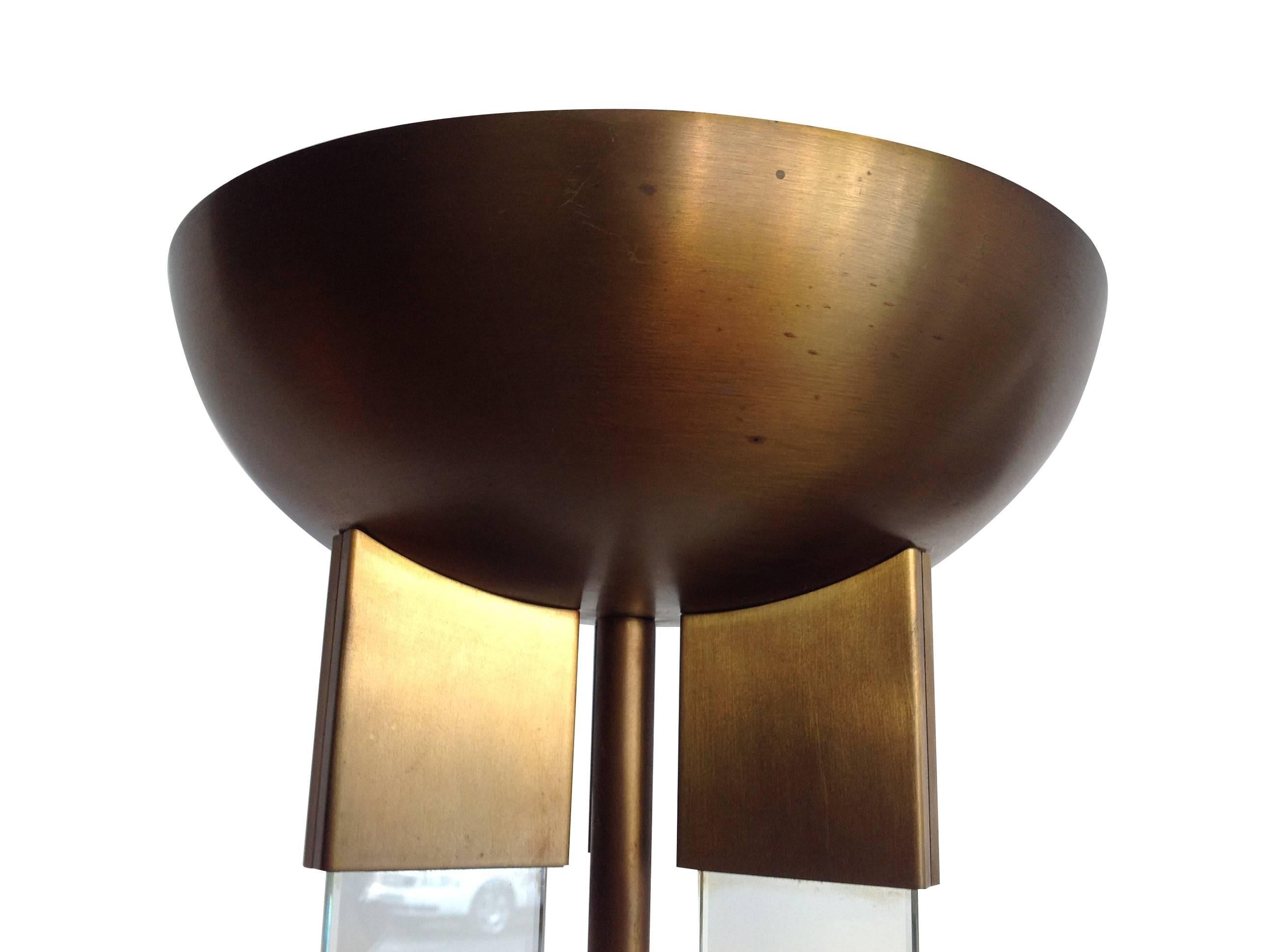 glass and brass floor lamp