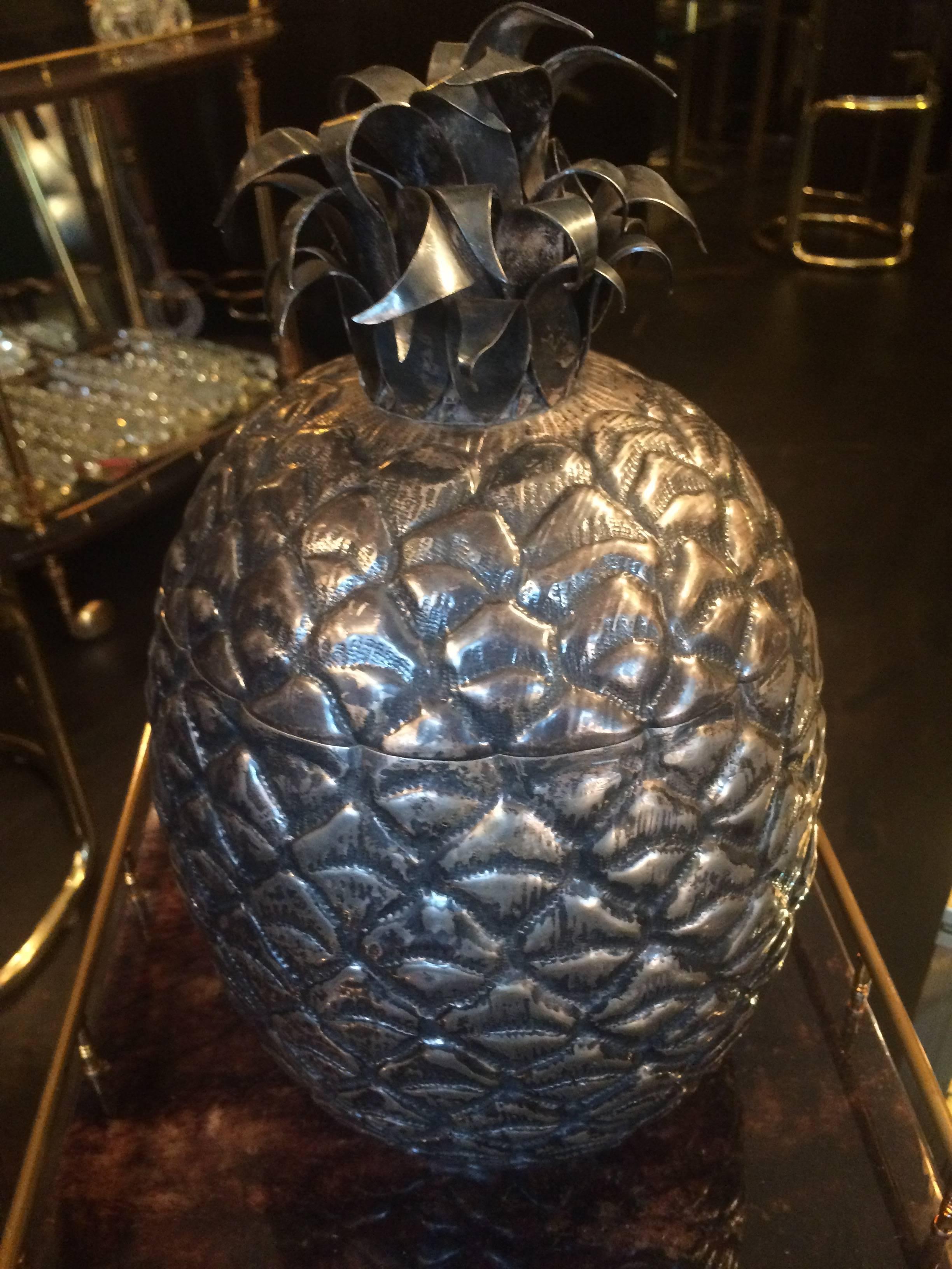 Silvered Large Pineapple Ice Bucket or Cooler