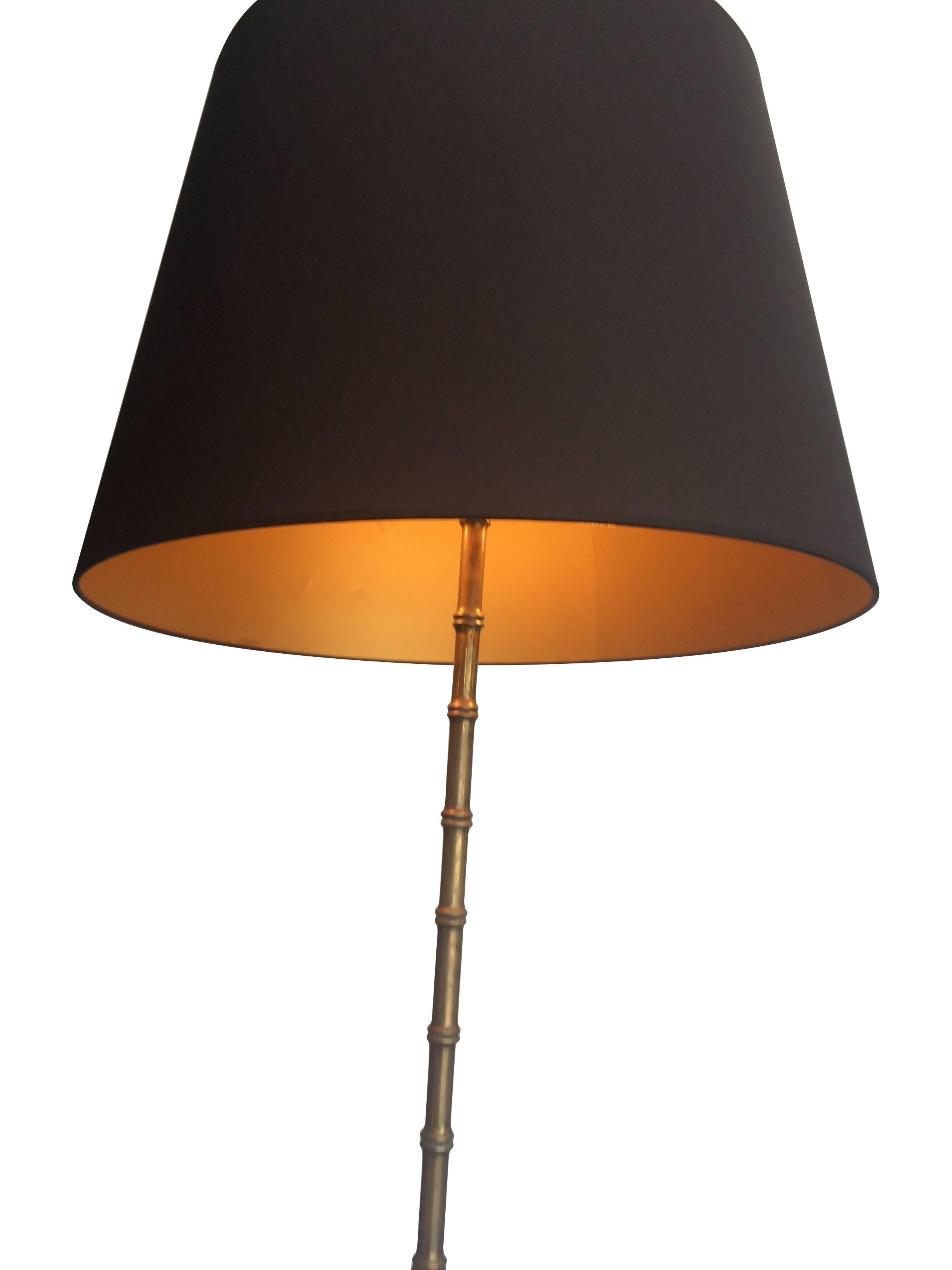 Mid-Century Modern Maison Baguès Style Brass Faux Bamboo Floor Lamp