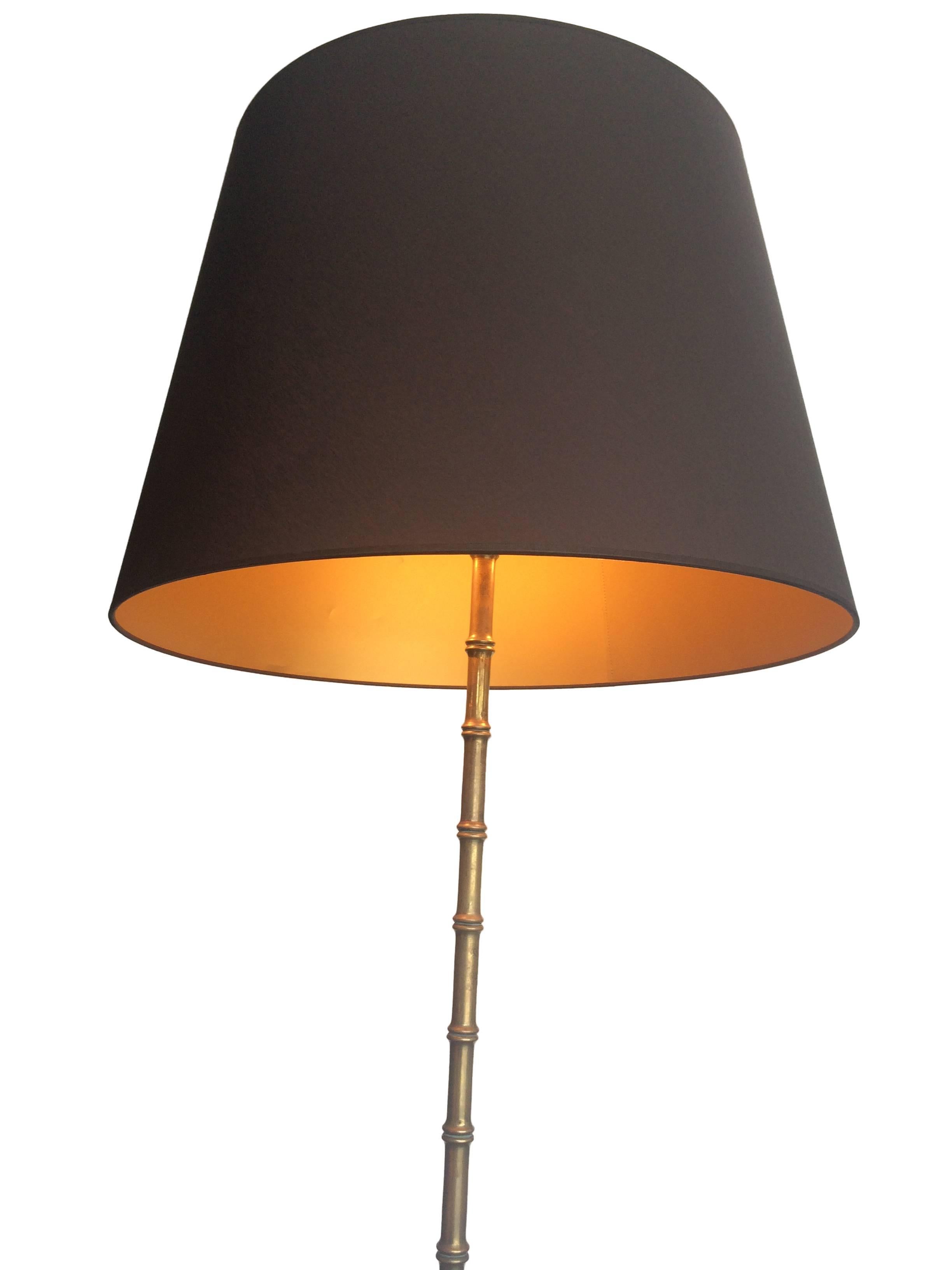 French Maison Baguès Style Brass Faux Bamboo Floor Lamp