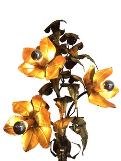 Italian Brass Flower Wall Light by P Mas Rossi