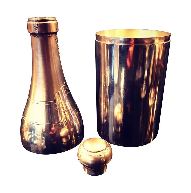 Rare Silver Plated Champagne Bottle Cocktail Shaker at 1stDibs