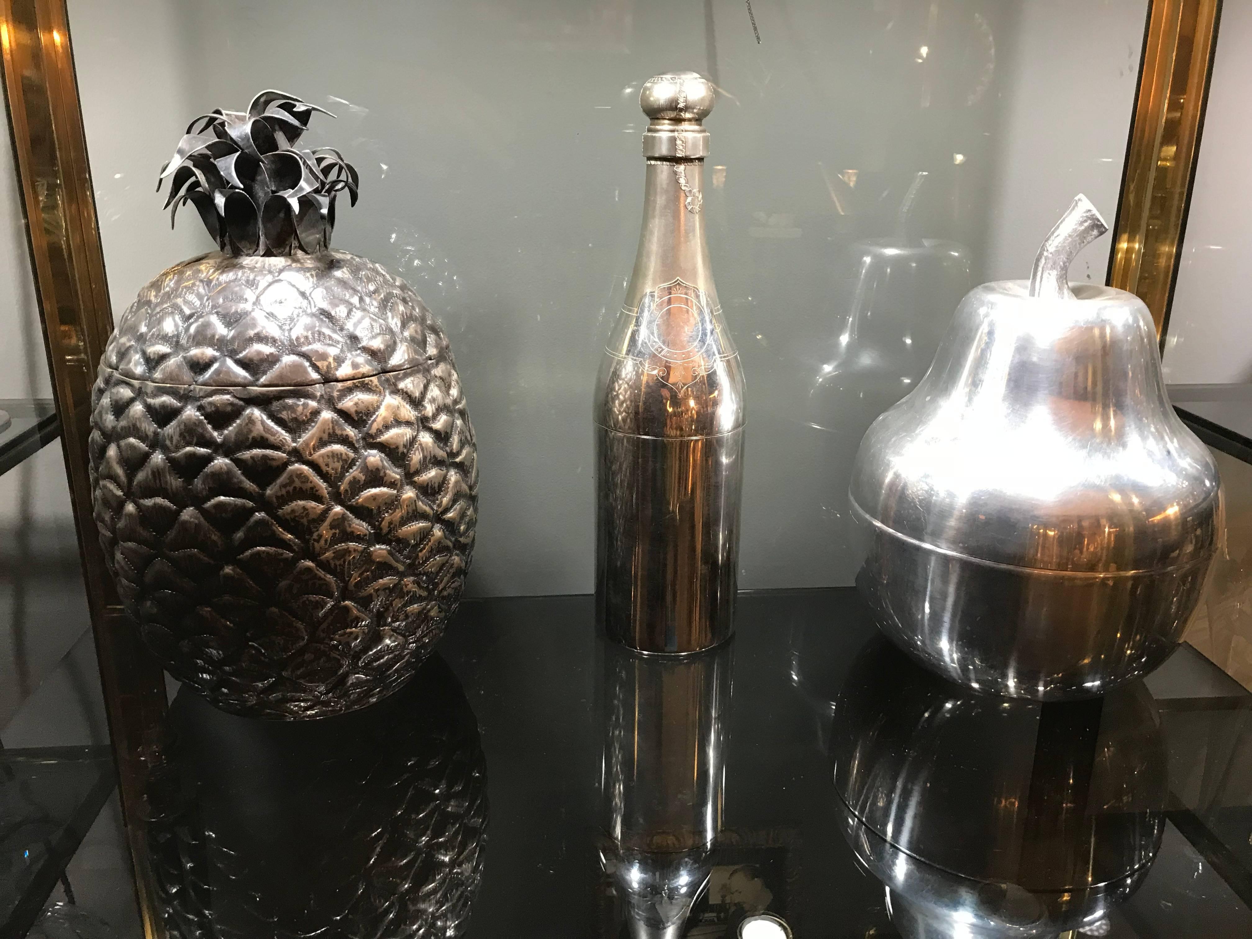 French Rare Silver Plated Champagne Bottle Cocktail Shaker