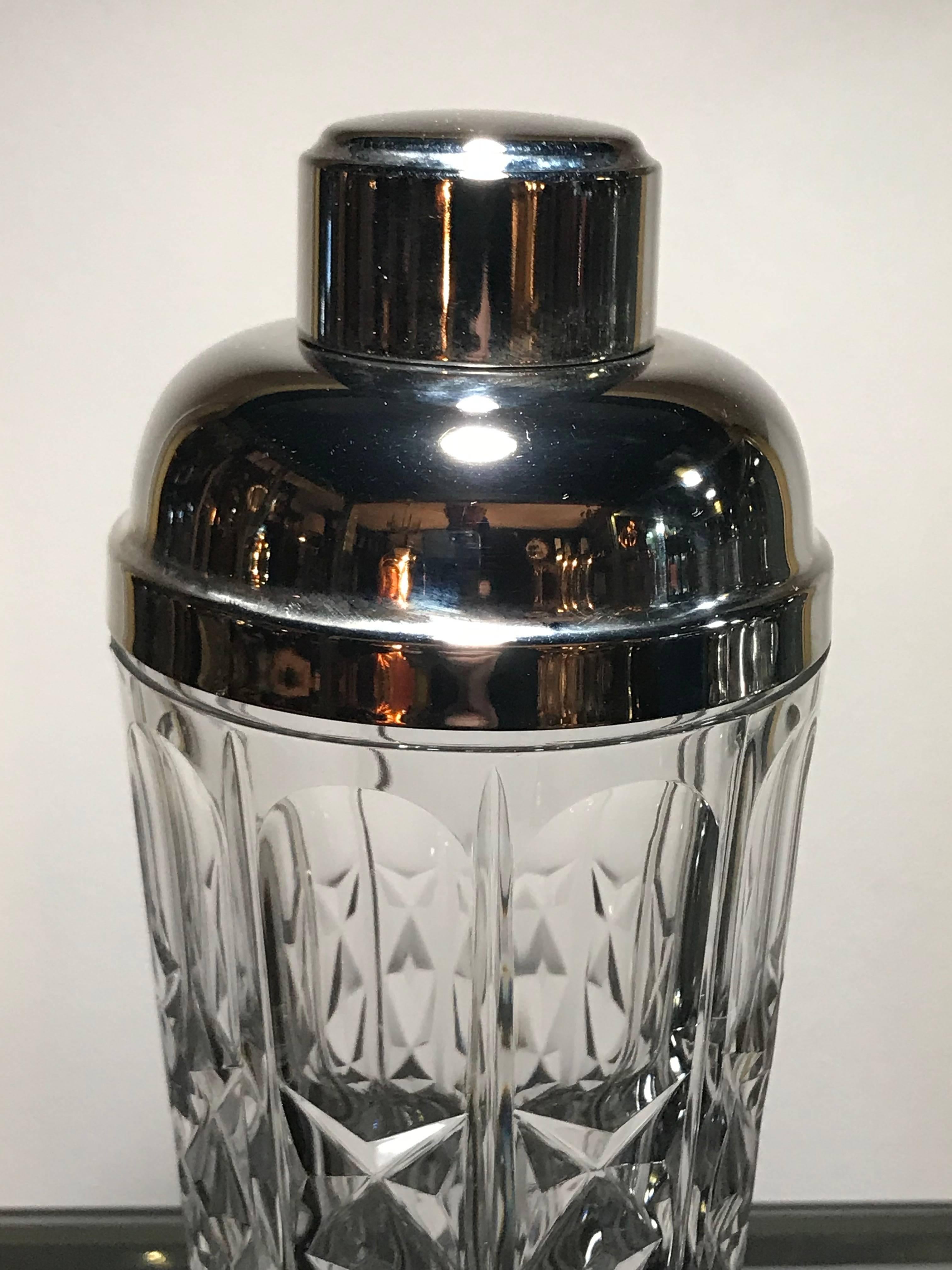 A crystal and silver plate Italian cocktail Shaker. Lovely condition and a stunning piece.