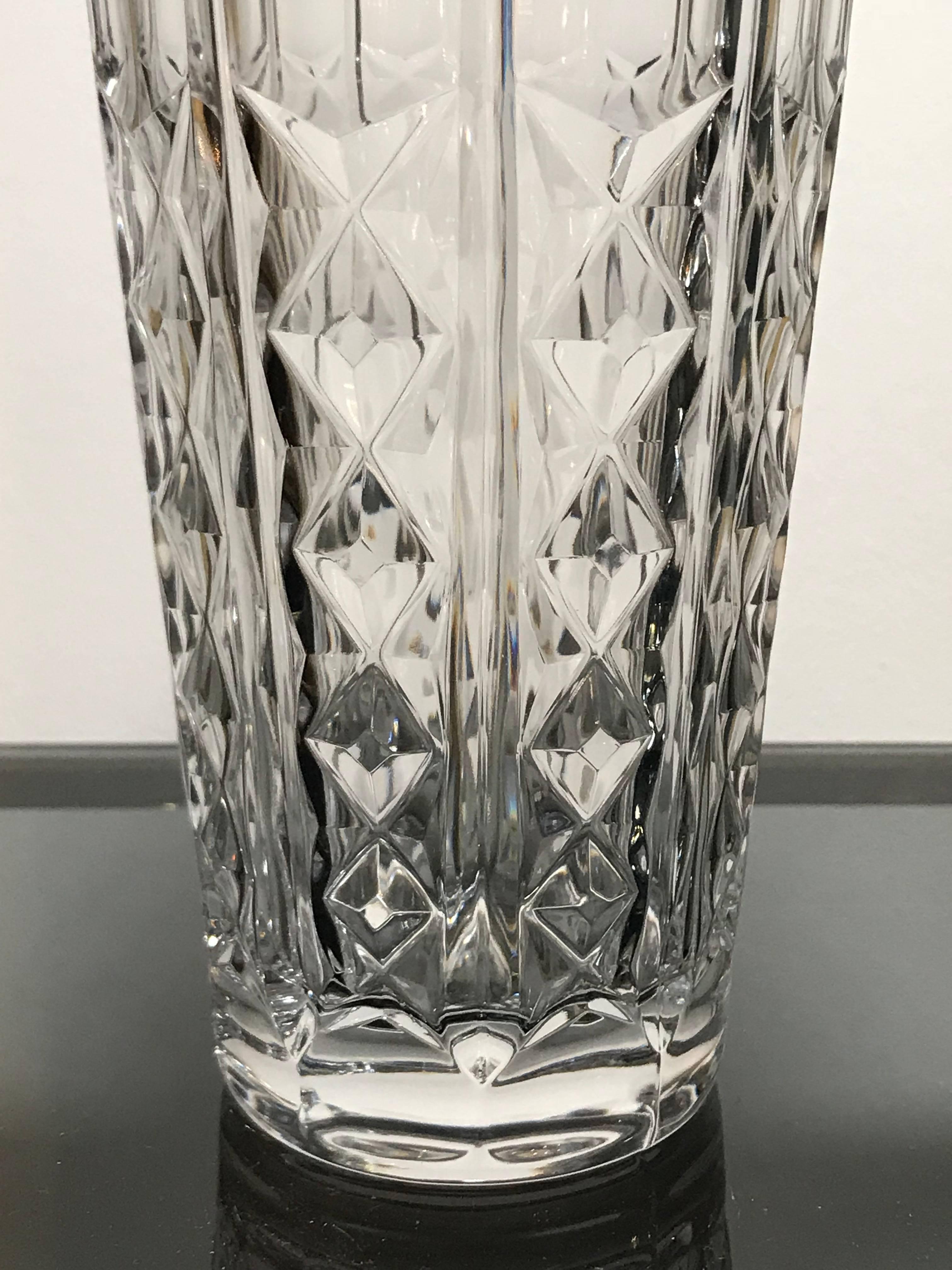 Mid-Century Modern Crystal and Silver Plate Italian Cocktail Shaker