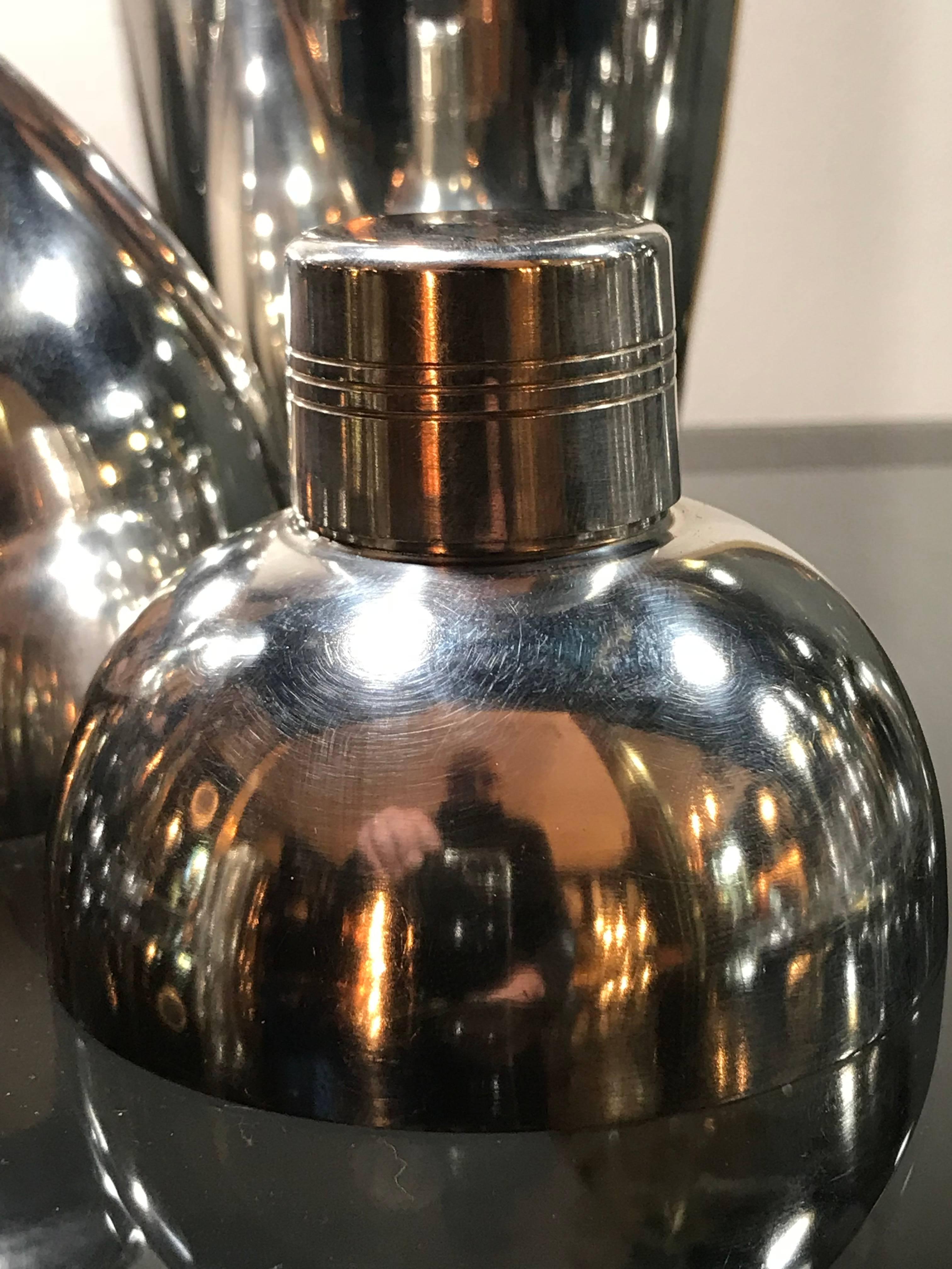 Rare, Silver Plated Bomb Shaped Cocktail Silver Plated Shaker In Good Condition In London, GB