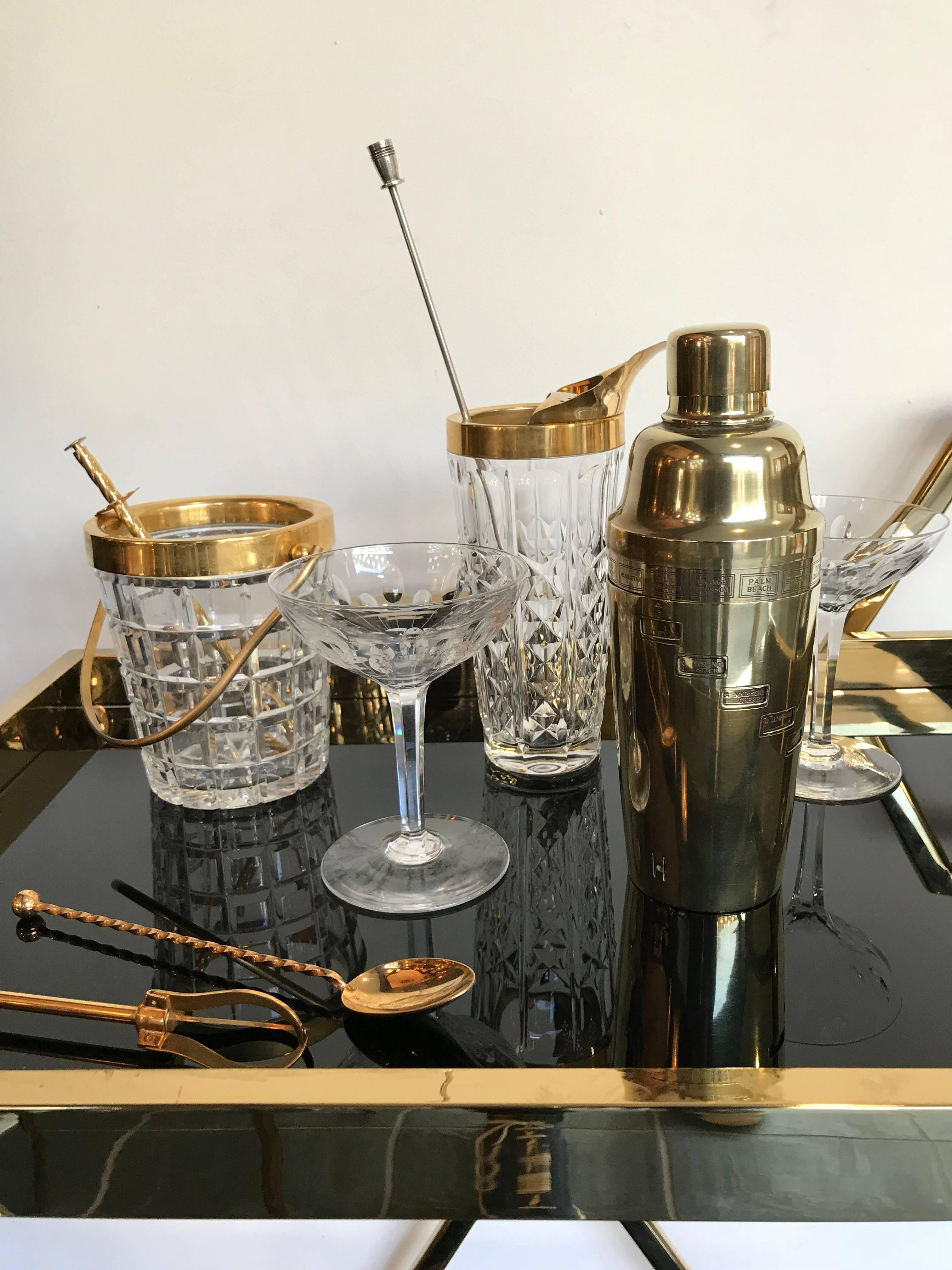 Mid-20th Century Val Saint Lambert Crystal and Gold Leaf Cocktail Mixing Jug