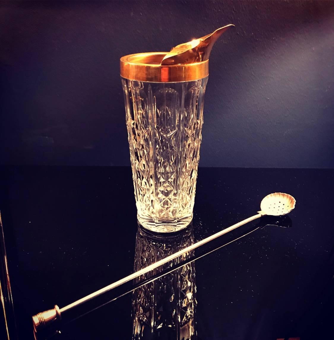 Val Saint Lambert Crystal and Gold Leaf Cocktail Mixing Jug In Good Condition In London, GB