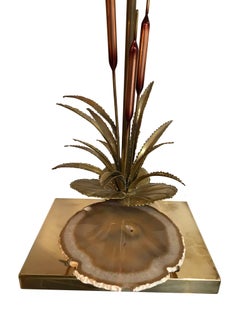 Willy Daro Bulrush Lamp with under Lit Agate Slice