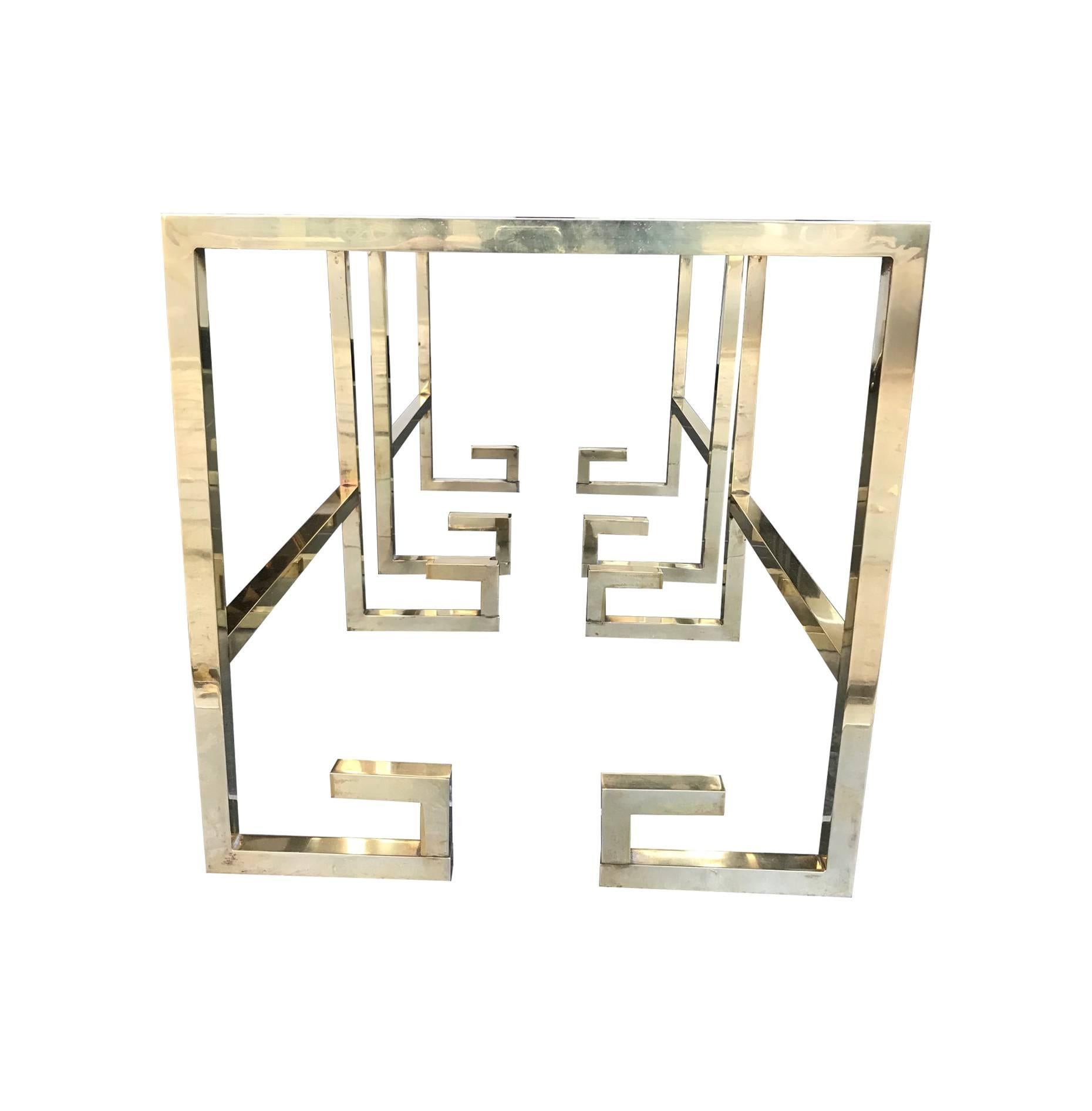 Pair of Brass Greek Key Design Side Tables 2