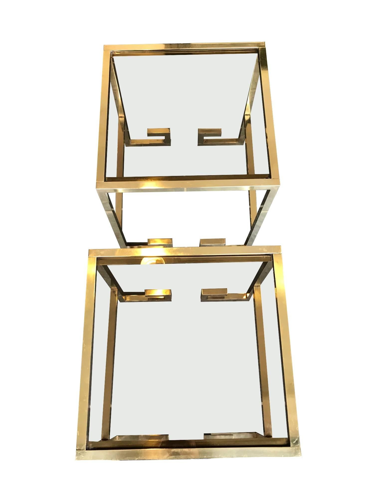 Pair of Brass Greek Key Design Side Tables 4