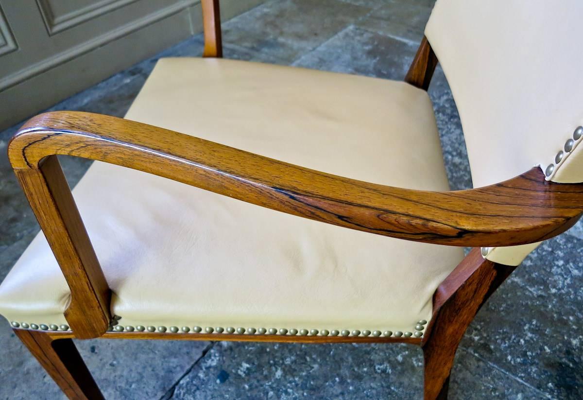 Jacob Kjaer Attributed Armchairs in Rosewood and Leather, Danish, 1950s 3