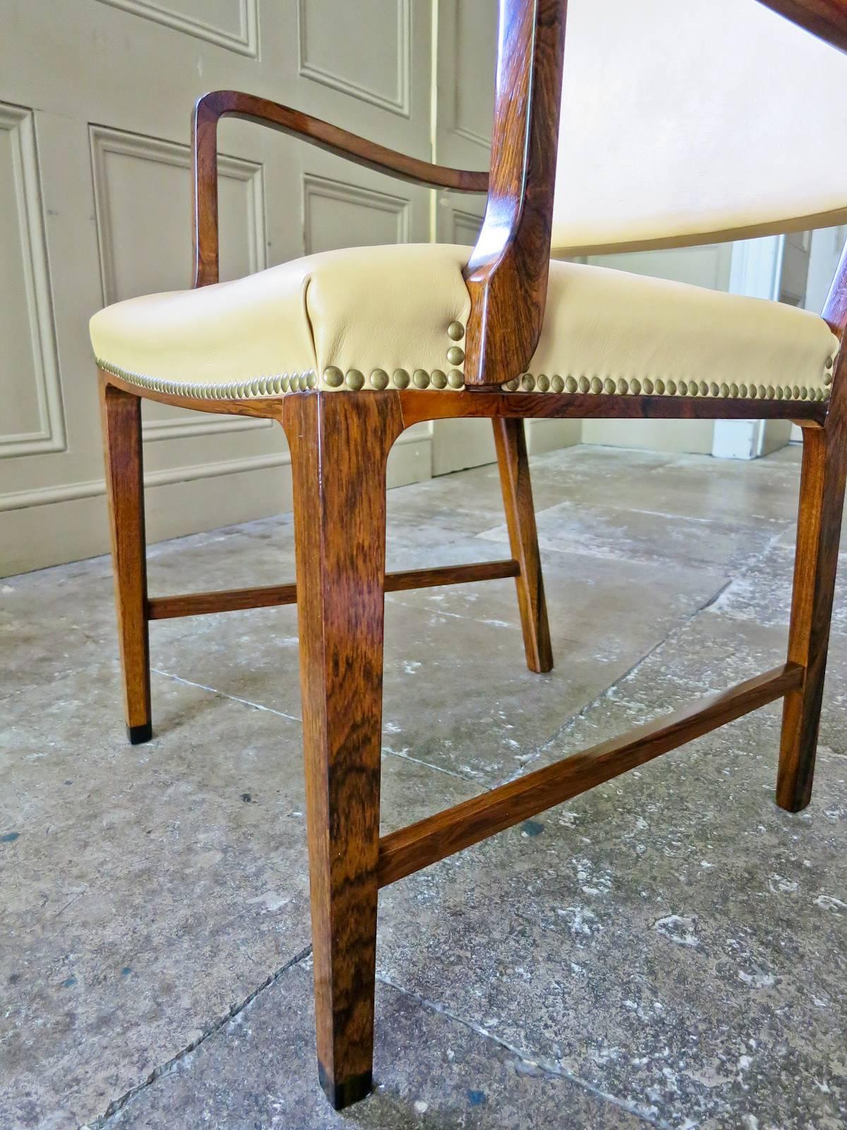 Jacob Kjaer Attributed Armchairs in Rosewood and Leather, Danish, 1950s 4