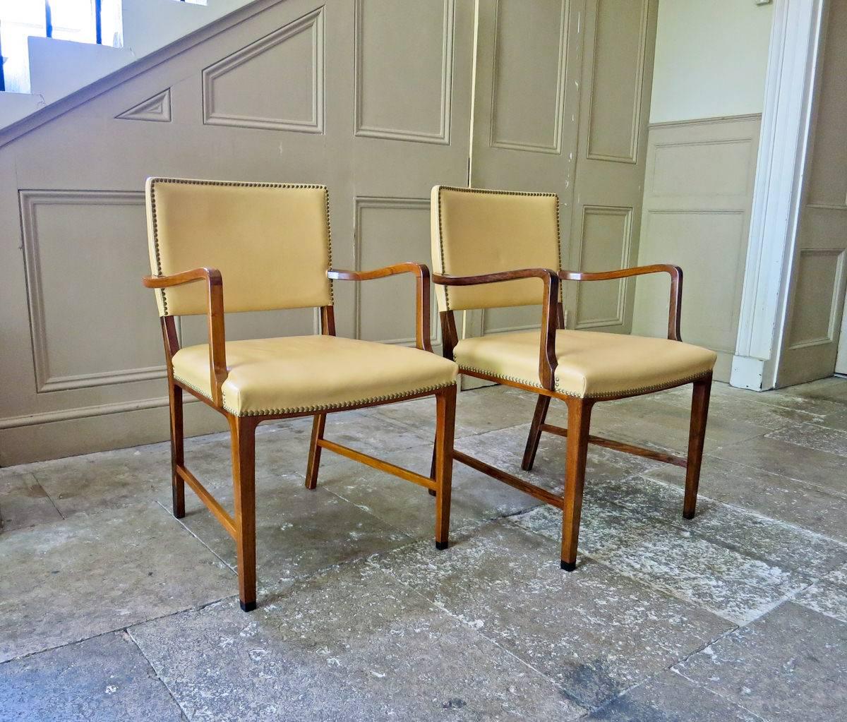 Jacob Kjaer Attributed Armchairs in Rosewood and Leather, Danish, 1950s 1