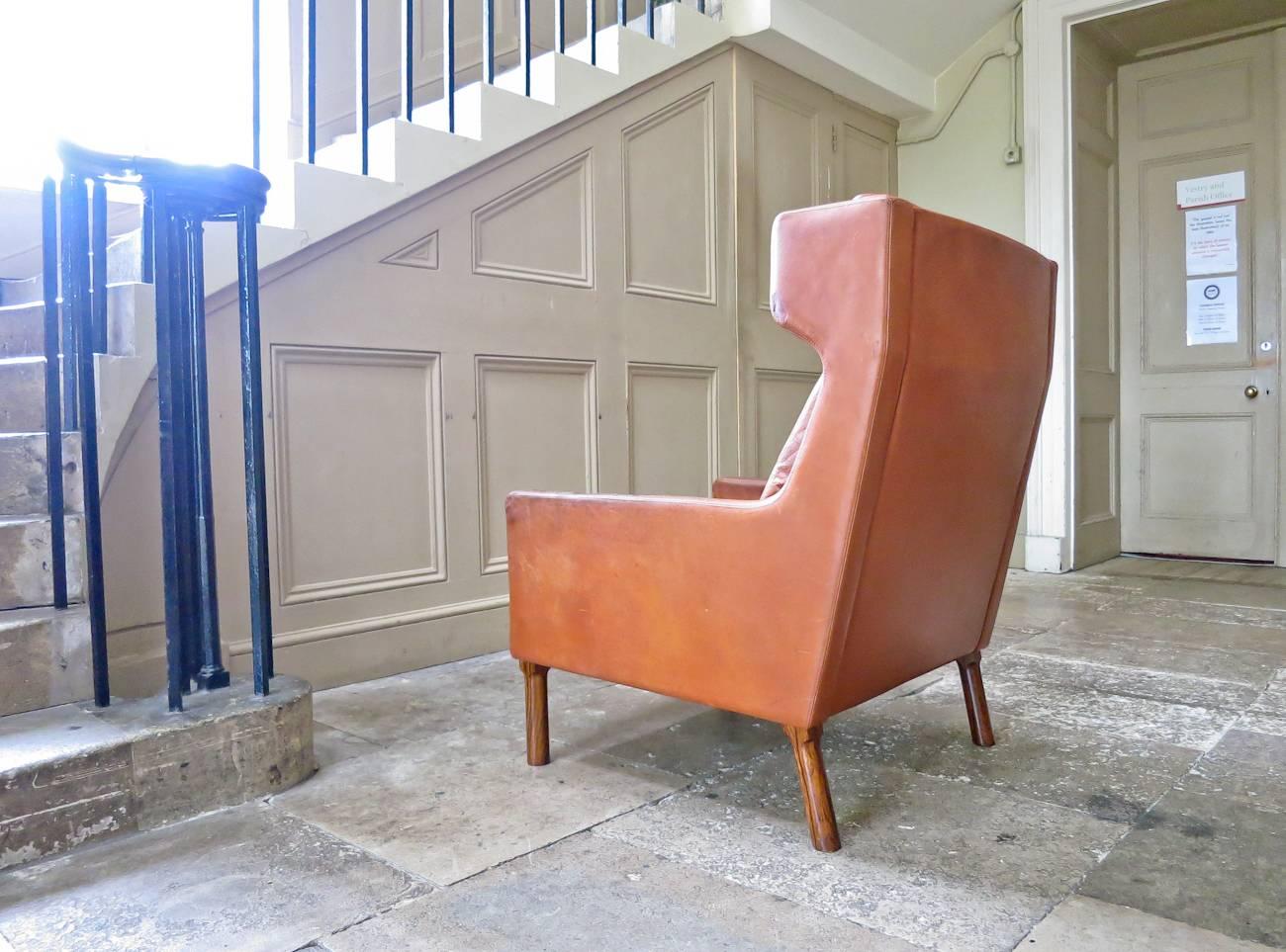 Leather Arne Vodder Lounge Chair for Fritz Hansen, Danish, 1960s