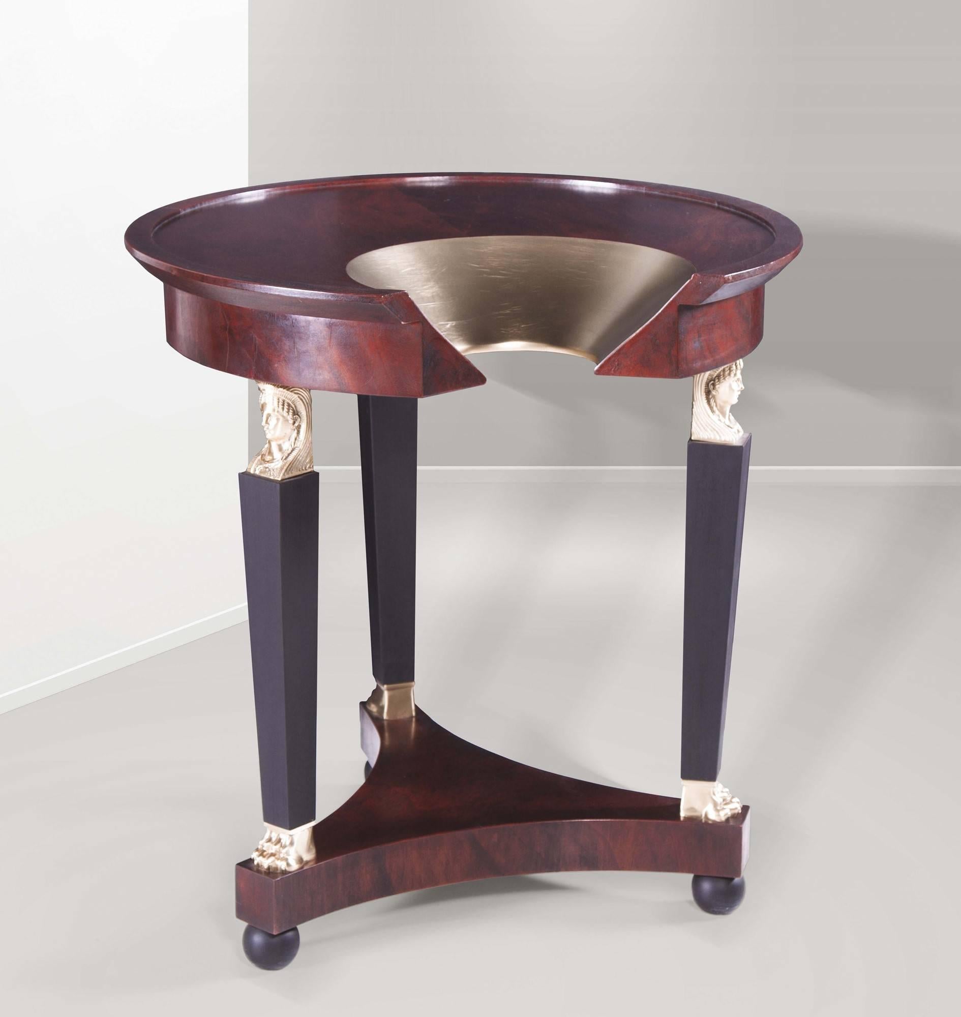 F* gueridon table with top in mahogany and ebony legs designed by Ferruccio Laviani and produced by Fratelli Boffi, 2010 circa, Italy.