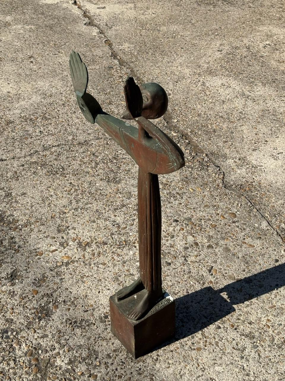 Italian Bronze sculpture of San Francesco by Giovanni Ferrabini For Sale
