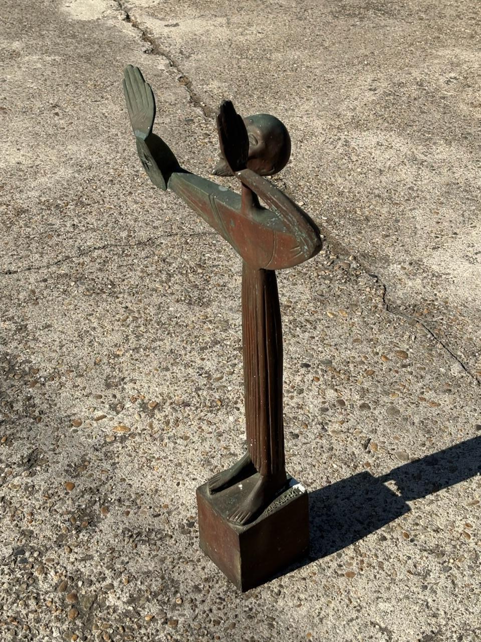 Bronze sculpture of San Francesco by Giovanni Ferrabini In Excellent Condition For Sale In Milan, Italy