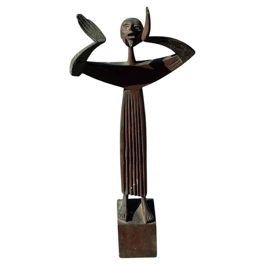 Bronze sculpture of San Francesco by Giovanni Ferrabini For Sale