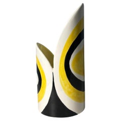 Ico Parisi Painted Ceramic Vase, Concentric Circle Design, 27cm, 1960s