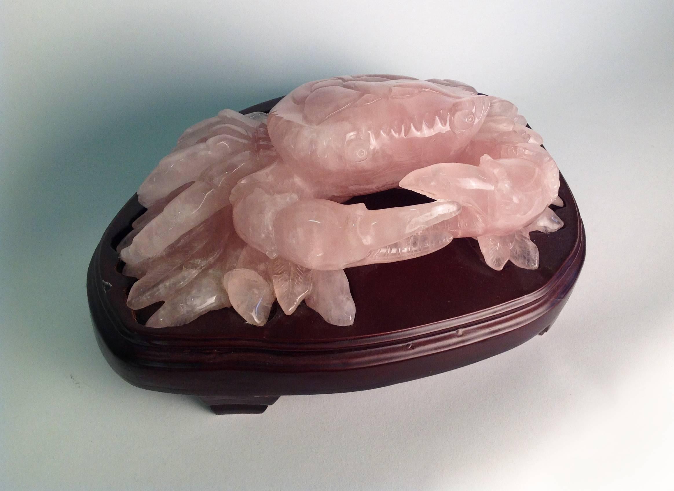 Chinese Beautiful Rose Quartz Carved Sculpture For Sale