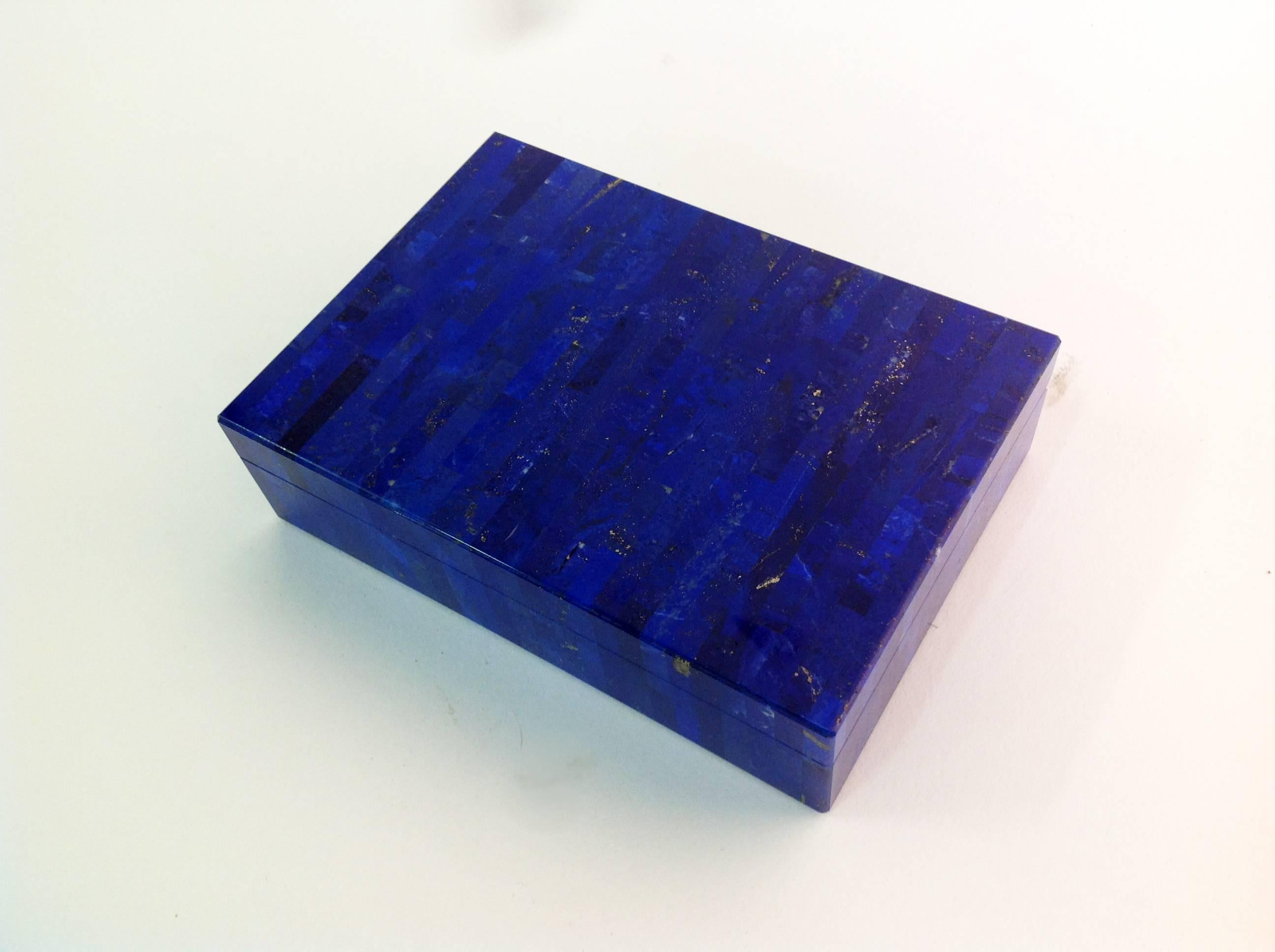 20th Century Beautiful Lapis Lazuli Box with Hinged Lid