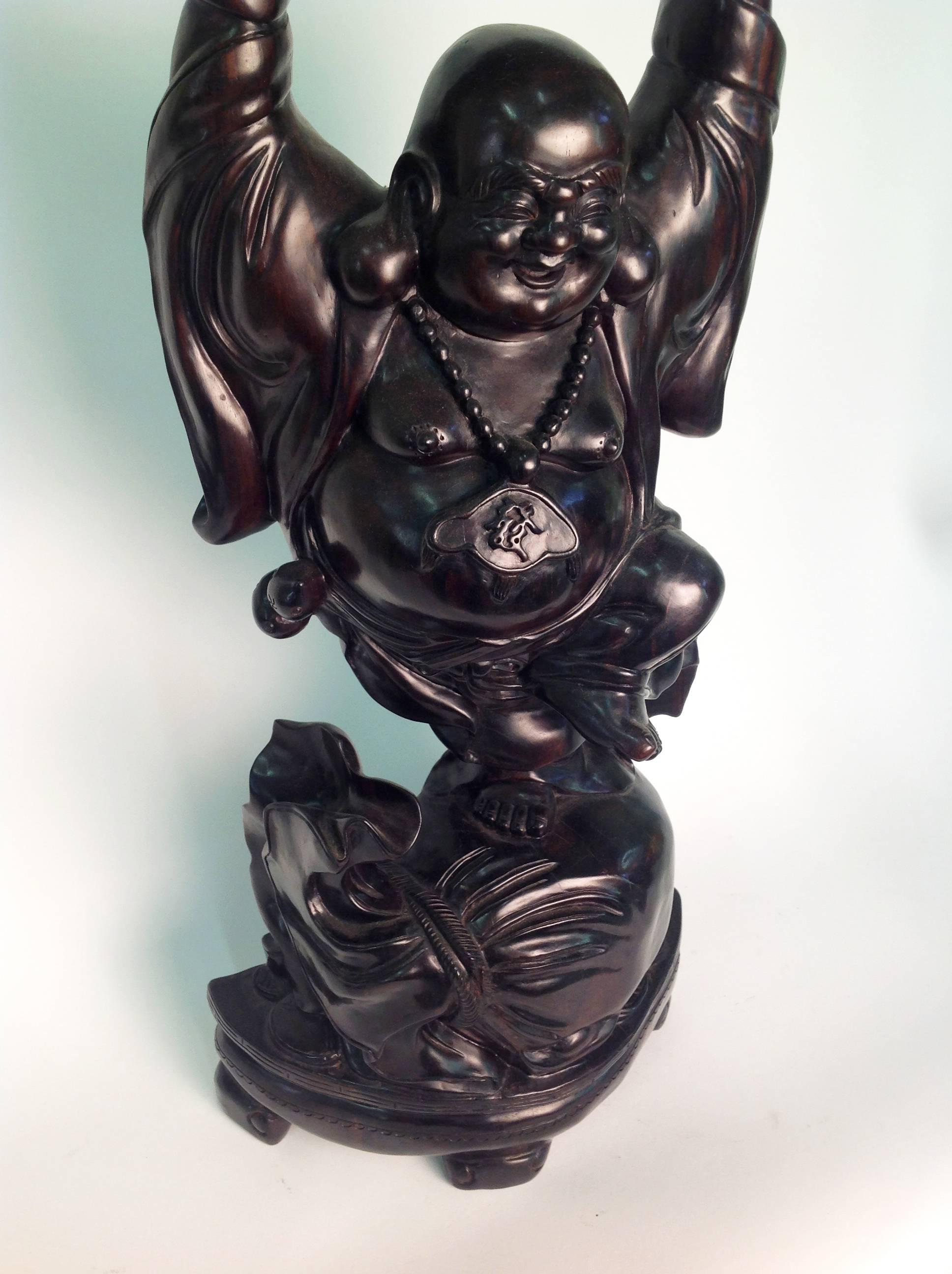 A beautiful wood Buddha sculpture produced in China. Italian private collection. Weight 7.25.