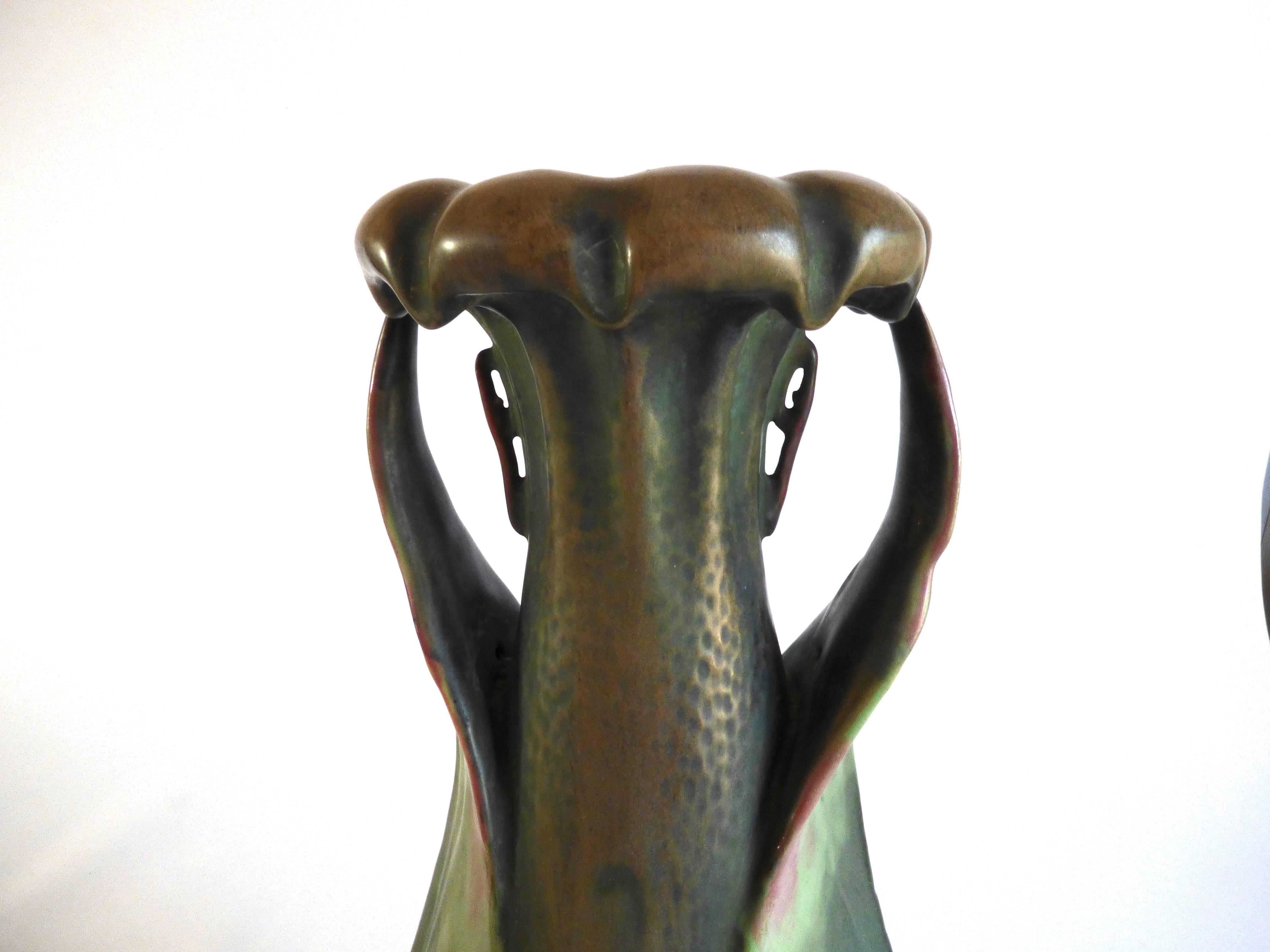 A ceramic Art Nouveau vase produced by Amphora in Austria, circa 1900. 
Signed.