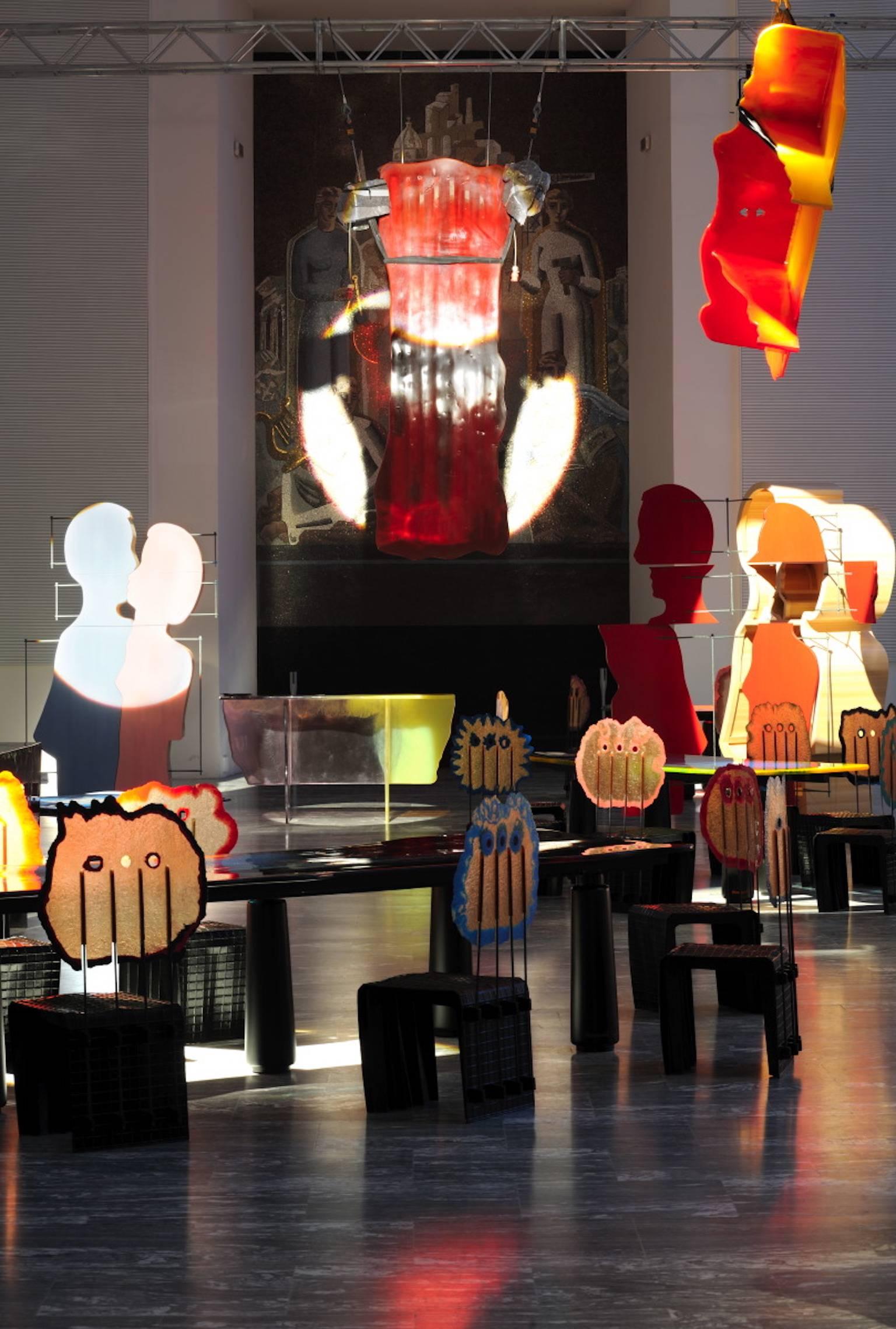 Contemporary Gaetano Pesce, Four Resin Chairs, L'Abbraccio Collection, Le Fablier, Italy 2010