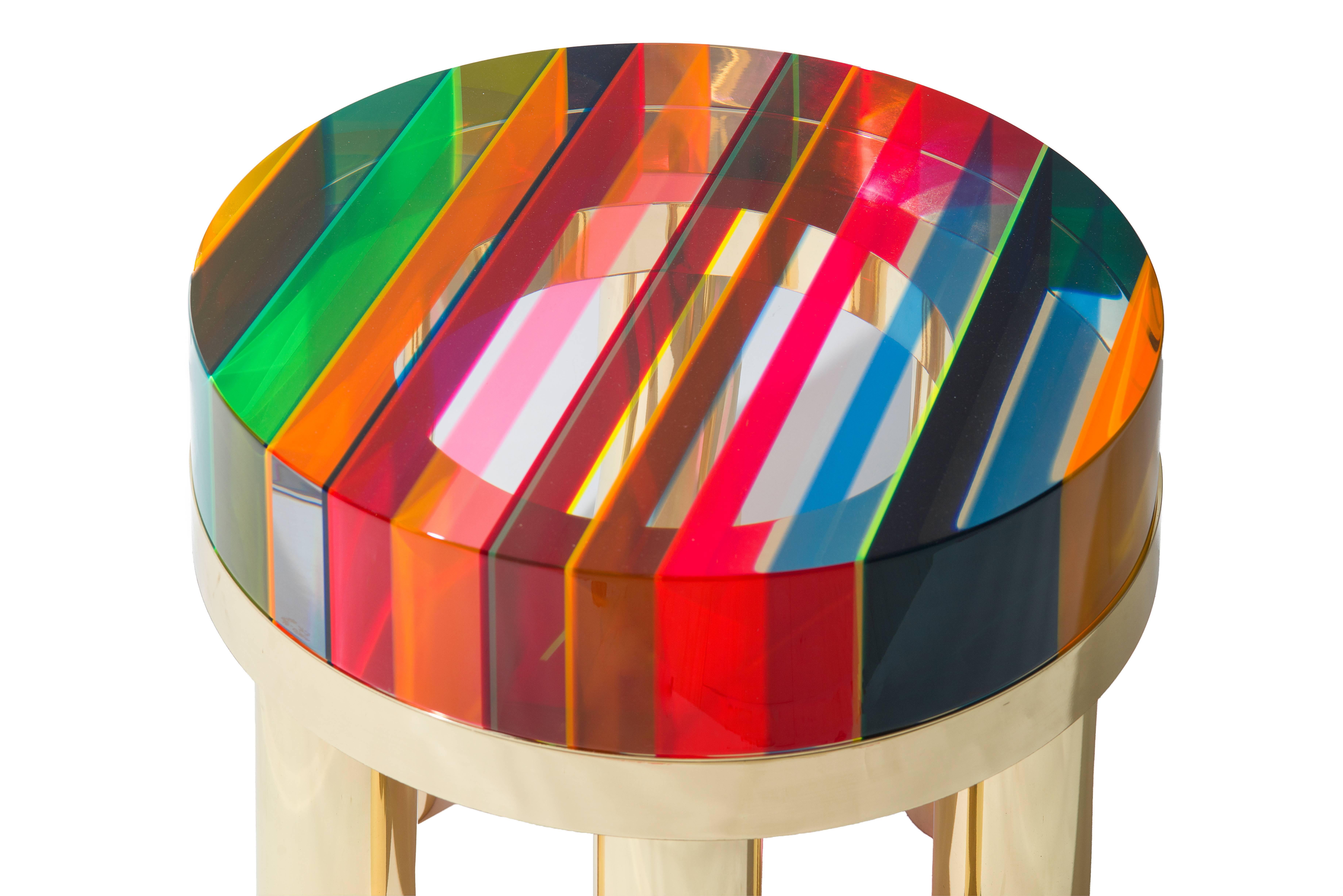 Coffee table in plexiglass of different colors with the brass base designed by Studio Superego for Superego Editions.

Biography
Superego editions was born in 2006, performing a constant activity of research in decorative arts by offering both