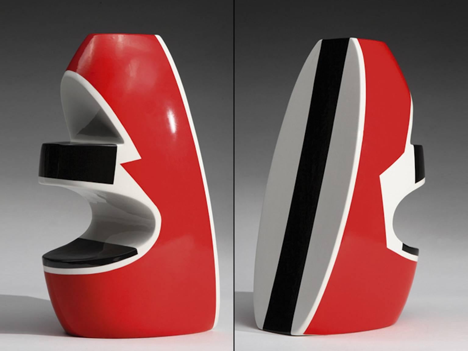 Red ceramic vase “RedYellowBlack” collection, designed by George Sowden and produced by Superego Editions. Limited edition of 50 pieces. Signed and numbered.

Biography
George J. Sowden is a designer with experience in various fields of industrial