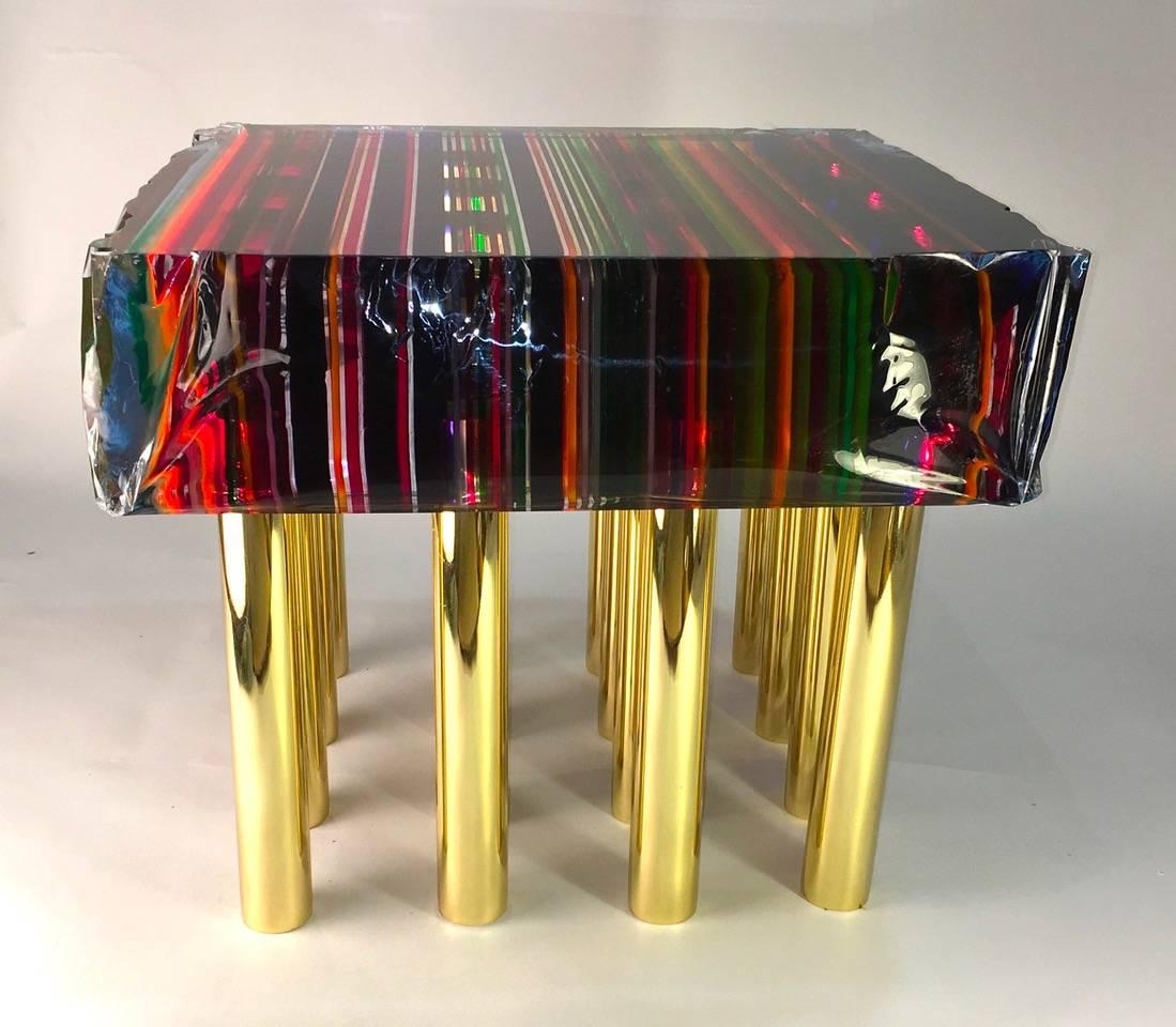 geometric rainbow coffee table