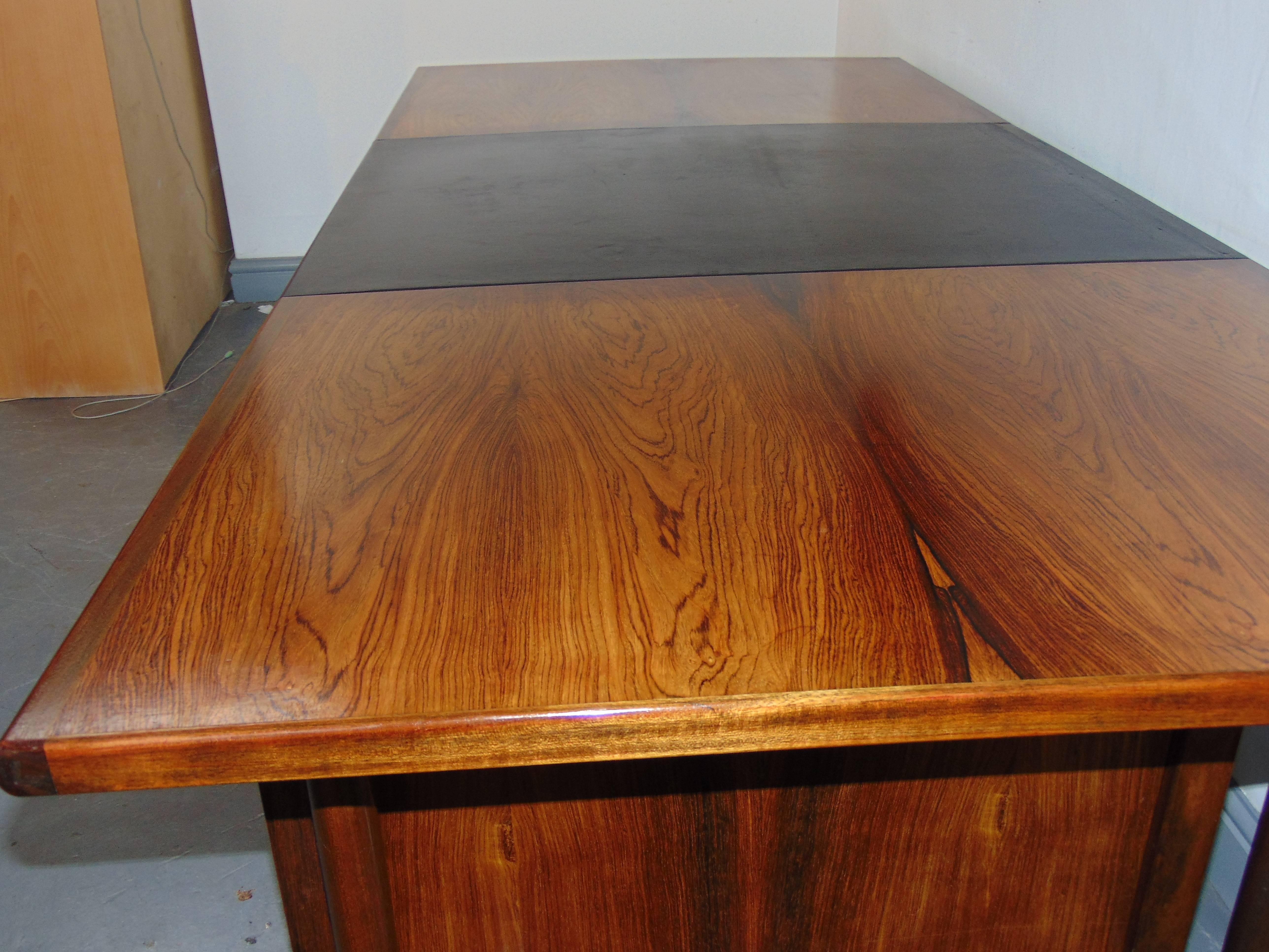 Leather Midcentury Danish Rosewood Executive Desk, Kofod Larsen for Brande Mobelfabrik For Sale