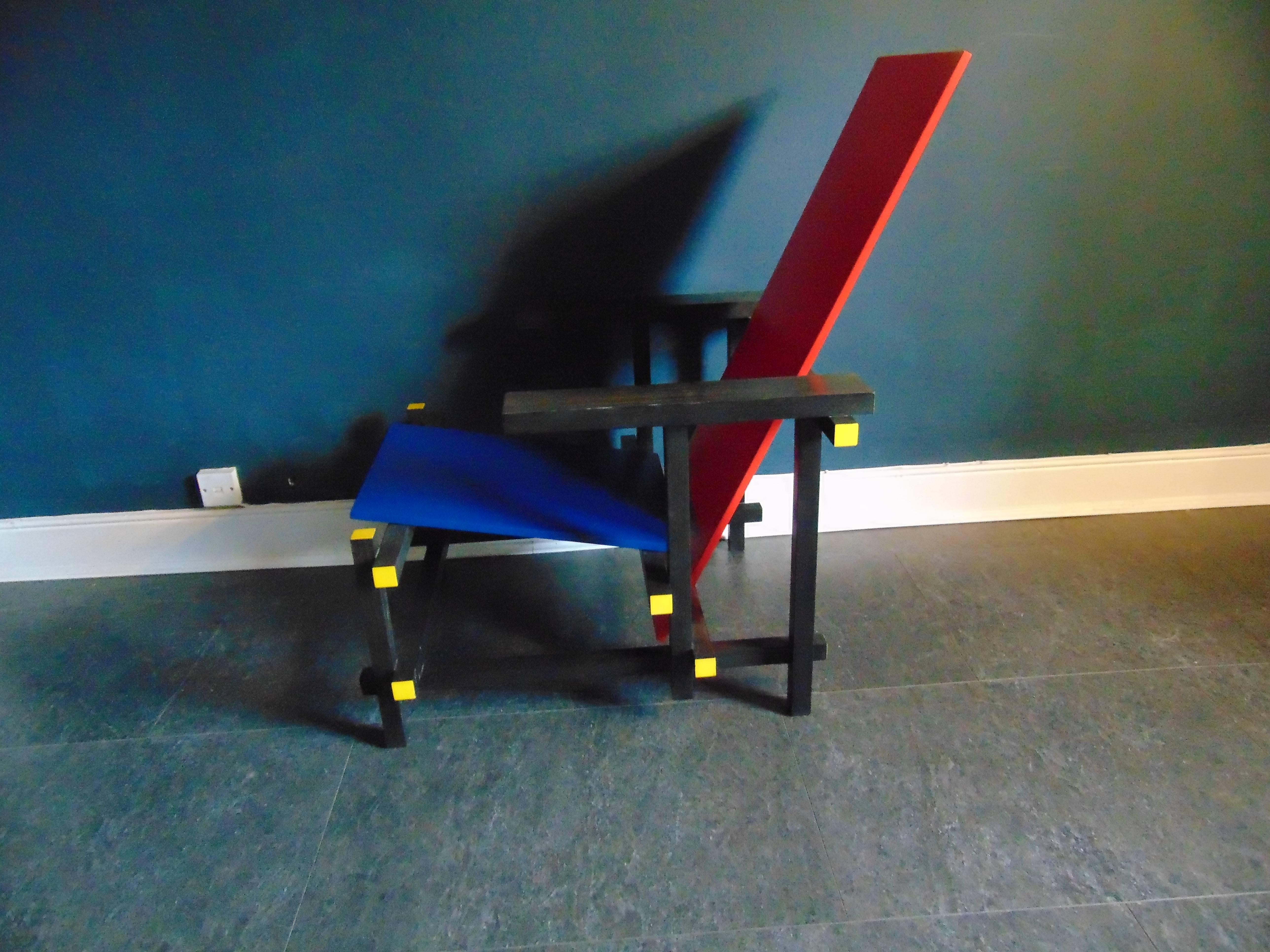 Red and Blue Chair by Gerrit Rietveld for Cassina, Vintage, 1970s In Excellent Condition In Ambleside, Cumbria