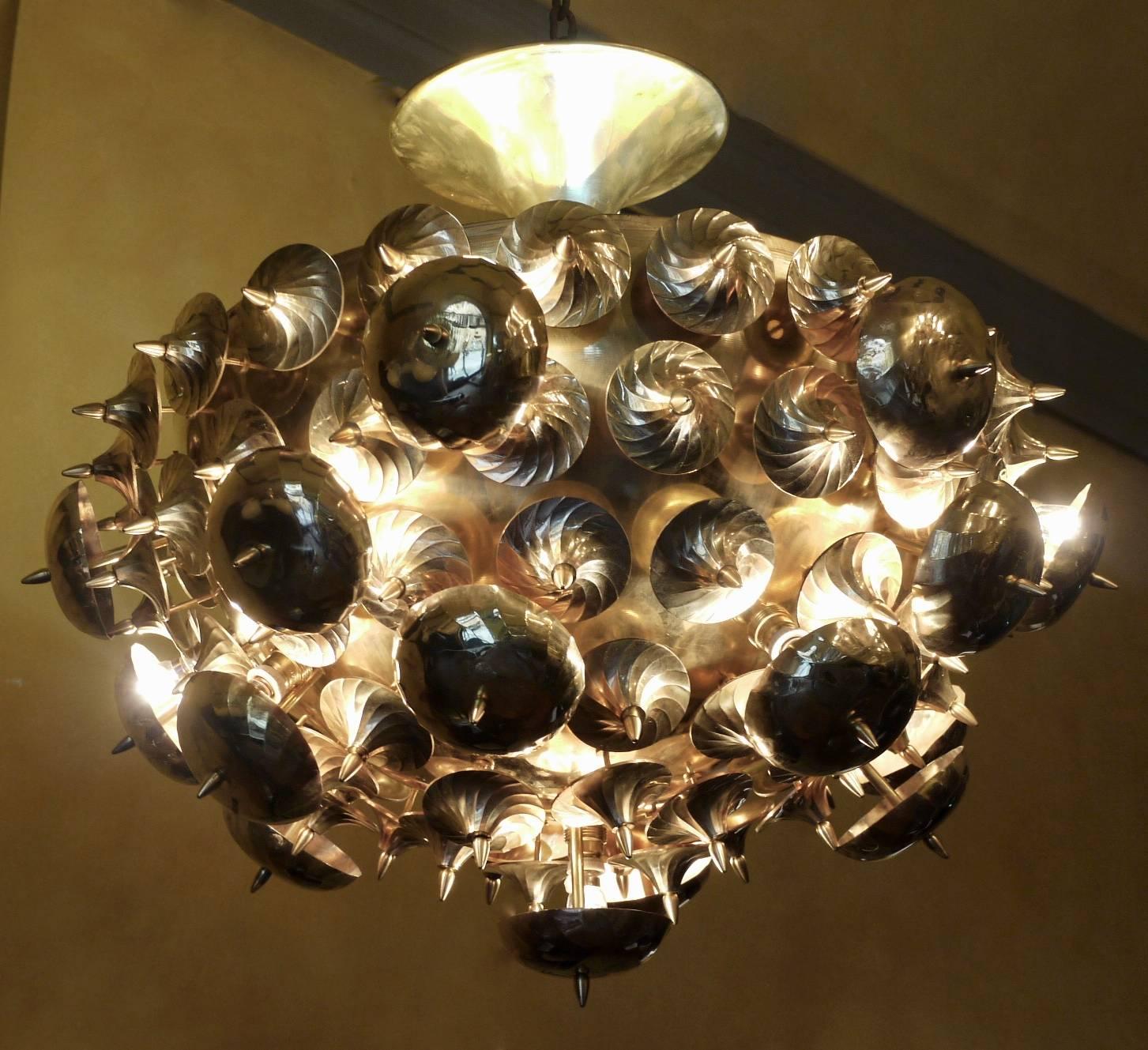 Mid-20th Century Magnificent Mid-Century Modern Italian Brass Ceiling Lamp