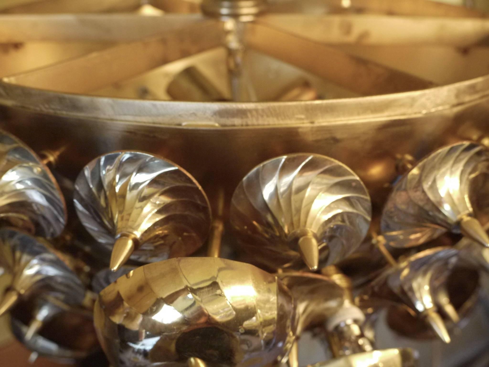Magnificent Mid-Century Modern Italian Brass Ceiling Lamp 2