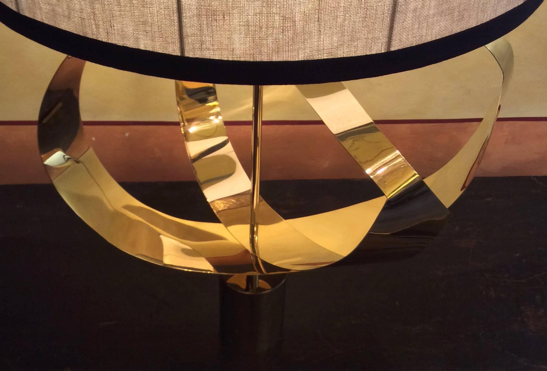 Pair of 1970s Italian Adjustable Brass Ellipses Table Lamps In Excellent Condition In Firenze, Tuscany